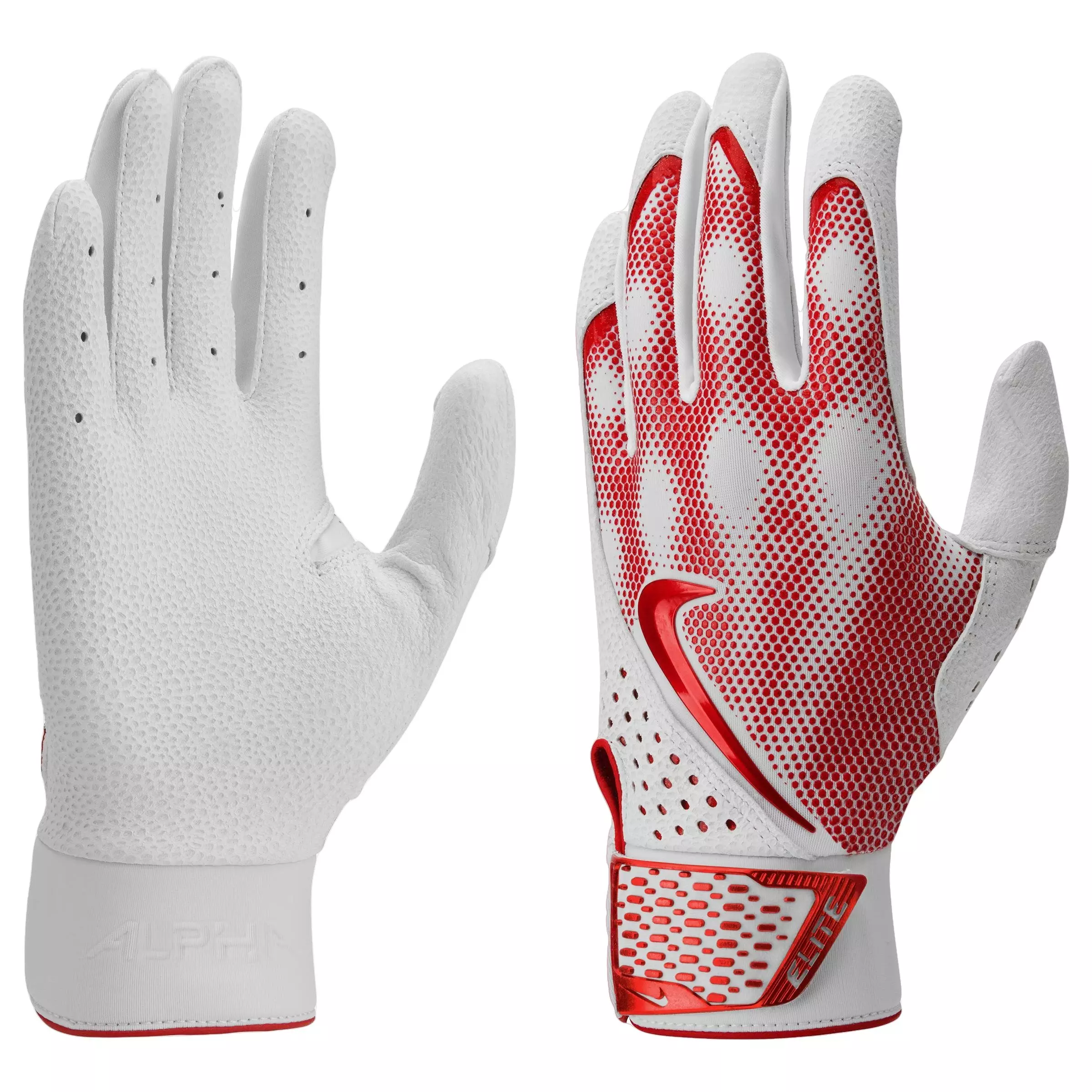 Nike Alpha Elite Batting Gloves - WHITE/RED
