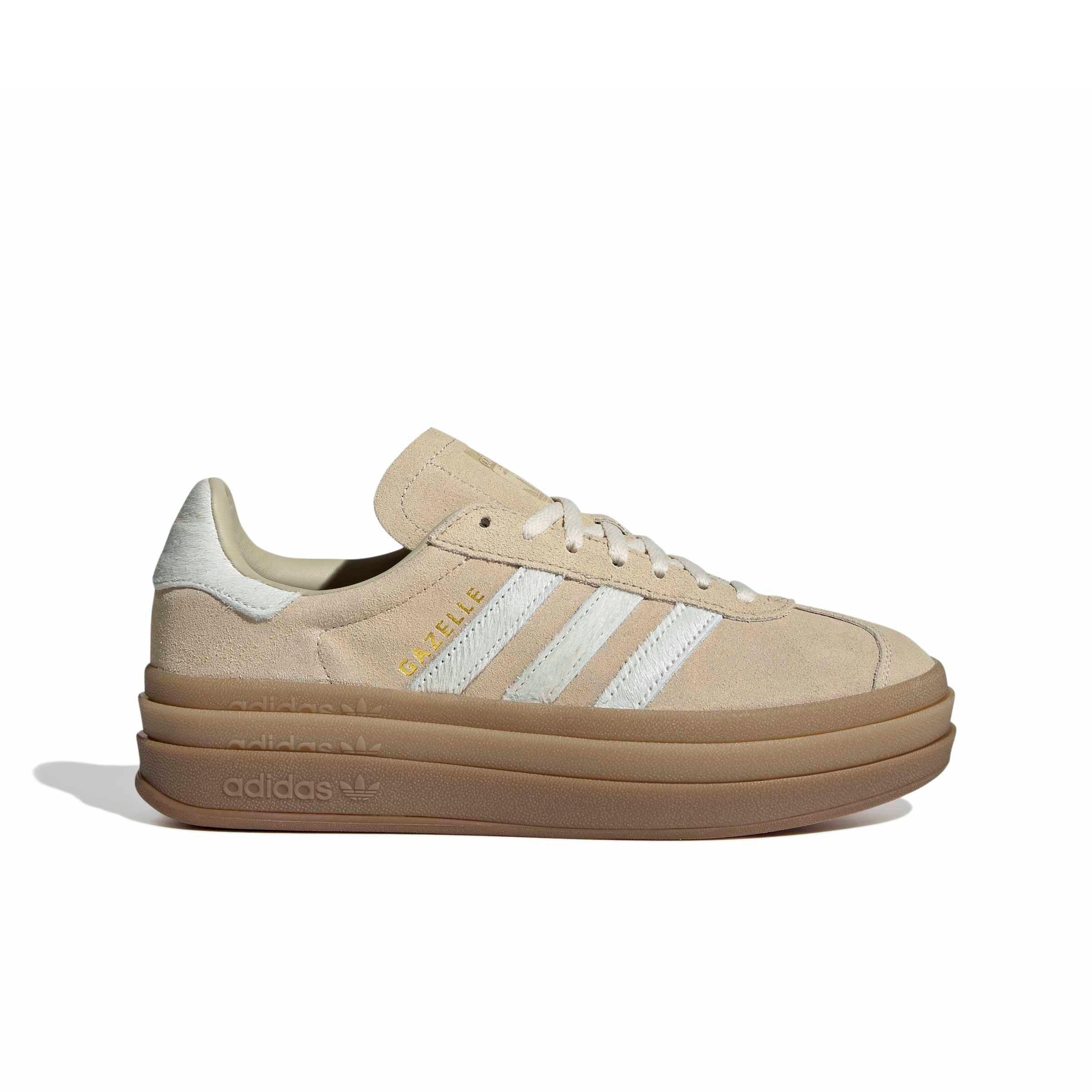 adidas Originals Gazelle Bold "Stone Khaki/Cream White/Gold Metallic" Women's Shoe - STONE/CREAM/GOLD Thumbnail View 1