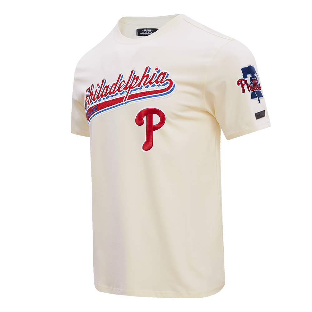 Pro Standard Men's MLB Philadelphia Phillies Script Tail Tops - Eggshell - EGGSHELL