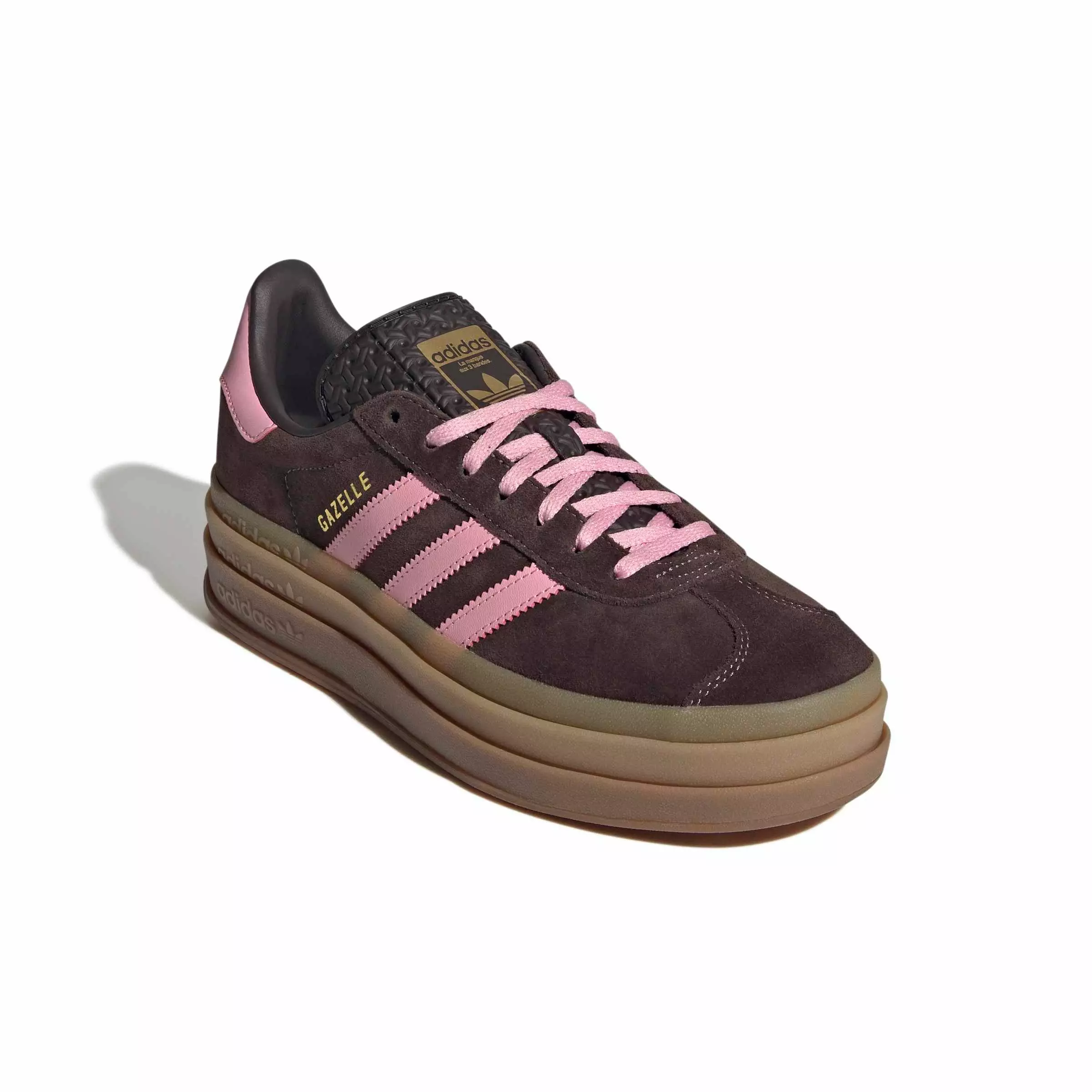 adidas Originals Gazelle Bold "Aurora Coffee/Light Pink/Gold Metallic" Women's Shoe - COFFEE/LT PINK/GOLD