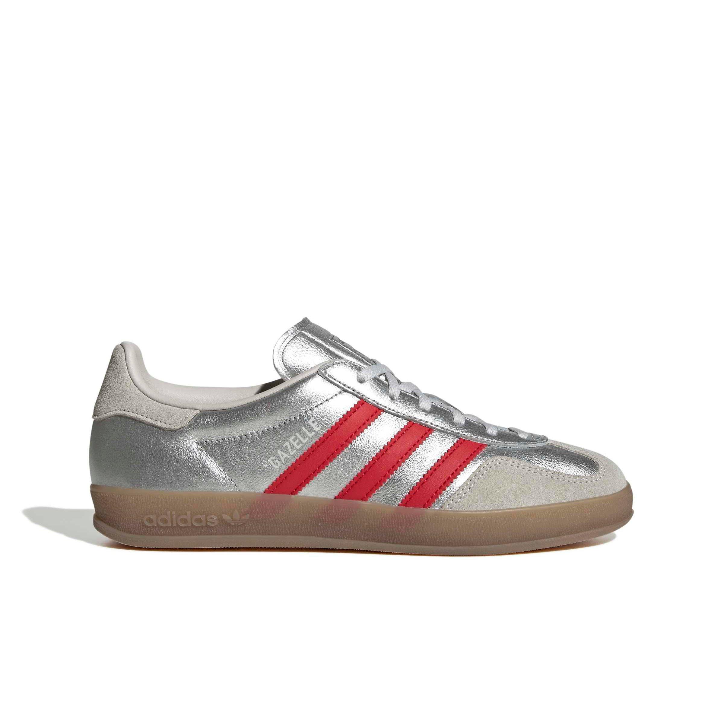adidas Originals Gazelle Indoor "Silver Metallic/Better Scarlet/Grey One" Women's Shoe - SILVER/SCARLET/GREY Thumbnail View 1