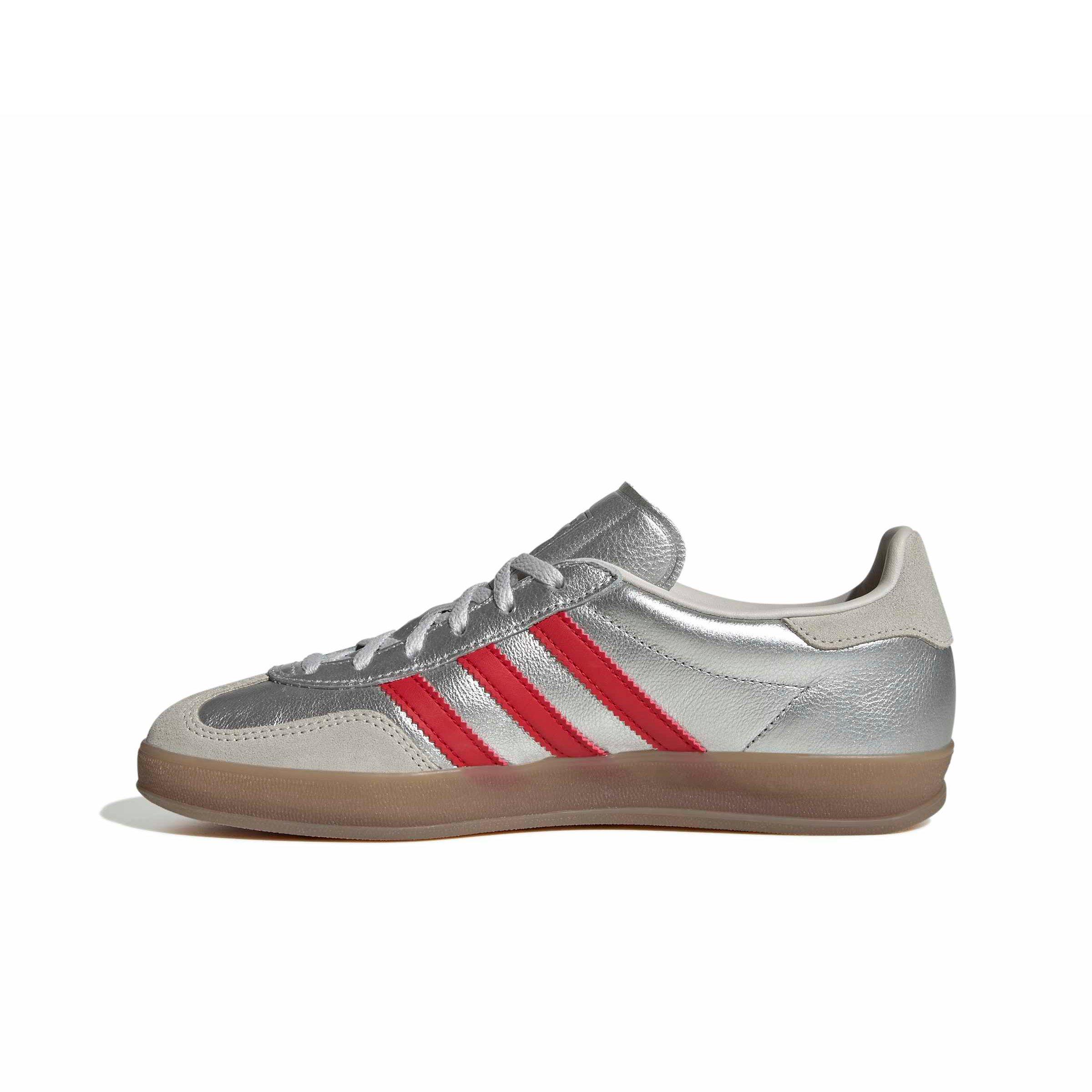 adidas Originals Gazelle Indoor "Silver Metallic/Better Scarlet/Grey One" Women's Shoe - SILVER/SCARLET/GREY Thumbnail View 2