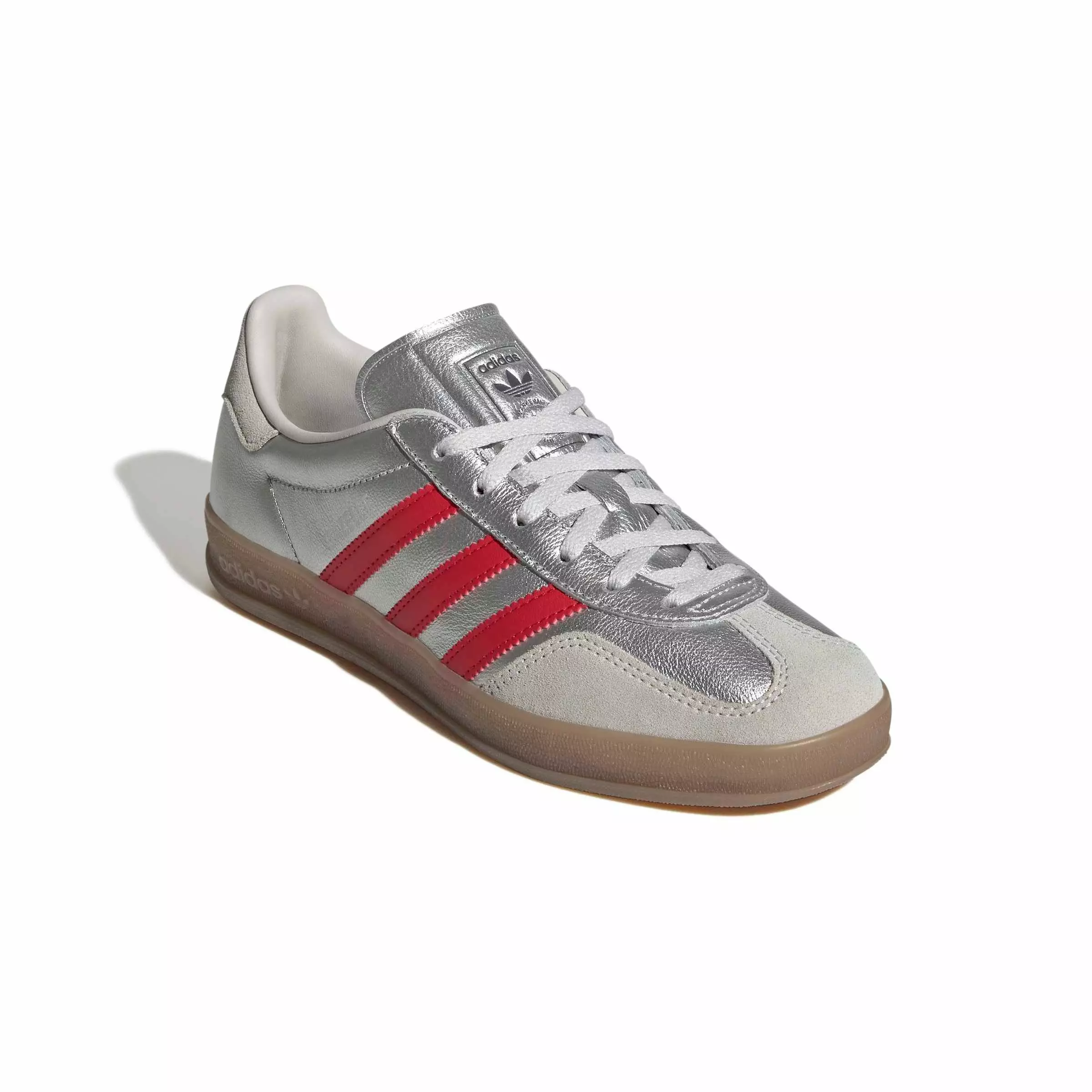 adidas Originals Gazelle Indoor "Silver Metallic/Better Scarlet/Grey One" Women's Shoe - SILVER/SCARLET/GREY