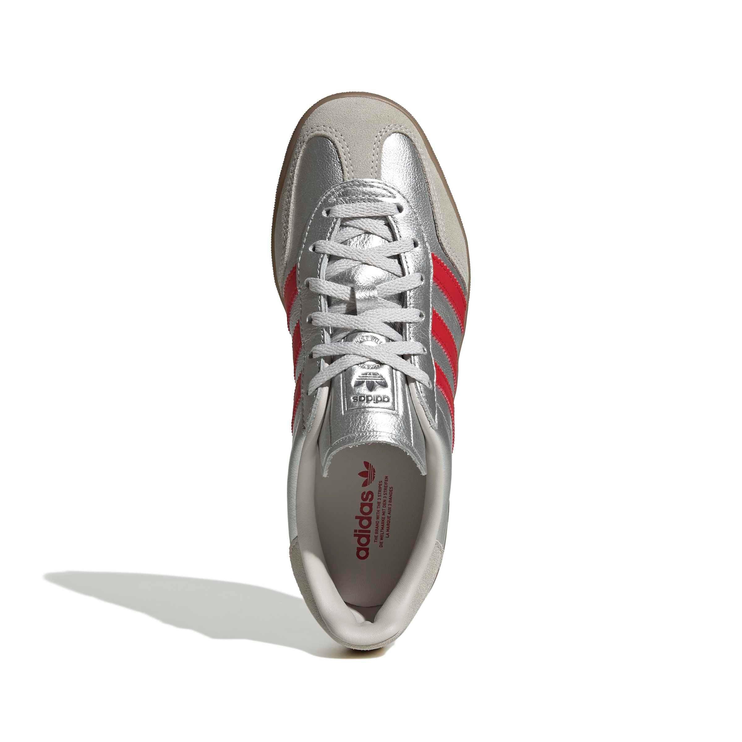 adidas Originals Gazelle Indoor "Silver Metallic/Better Scarlet/Grey One" Women's Shoe - SILVER/SCARLET/GREY Thumbnail View 5