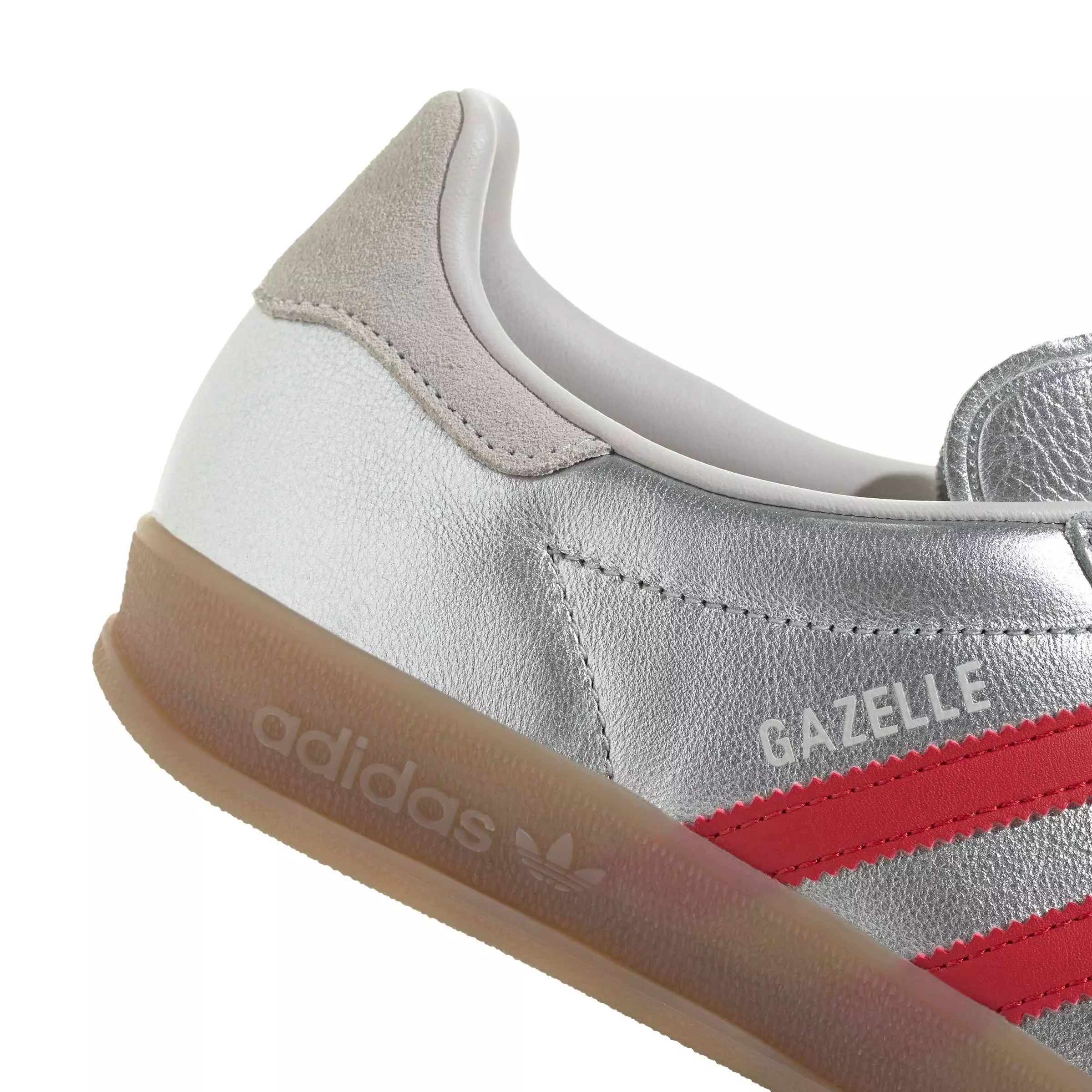 adidas Originals Gazelle Indoor "Silver Metallic/Better Scarlet/Grey One" Women's Shoe - SILVER/SCARLET/GREY