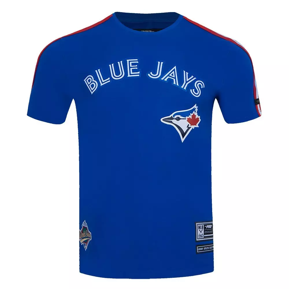 Pro Standard Men's MLB Toronto Blue Jays Classic Mesh Single Jersey Striped Top - Royal/Red - ROYAL/RED