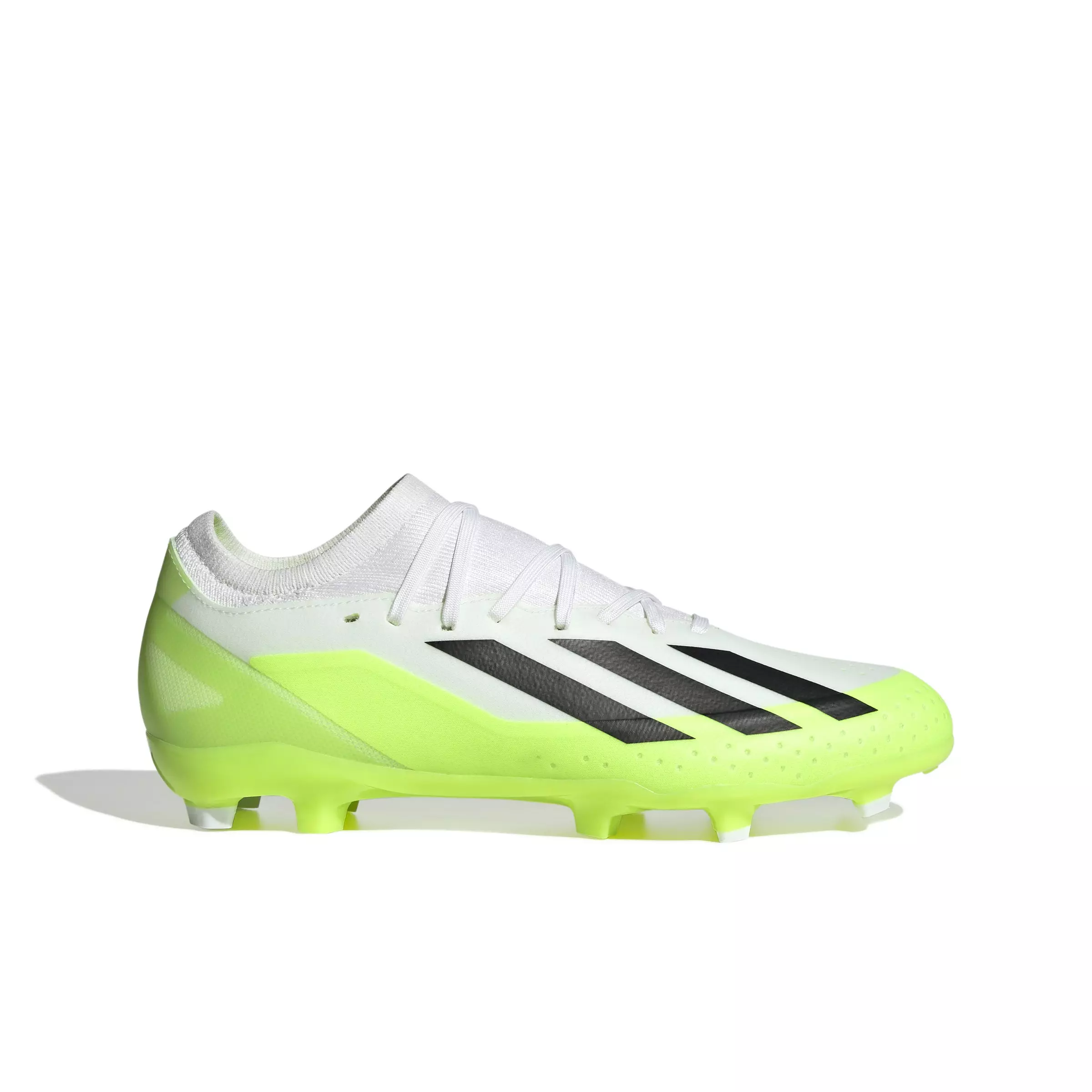 adidas X Crazyfast.3 Firm Ground "Ftwr White/Core Black/Lucid Lemon" Men's Soccer Cleat - WHITE/BLACK/LEMON