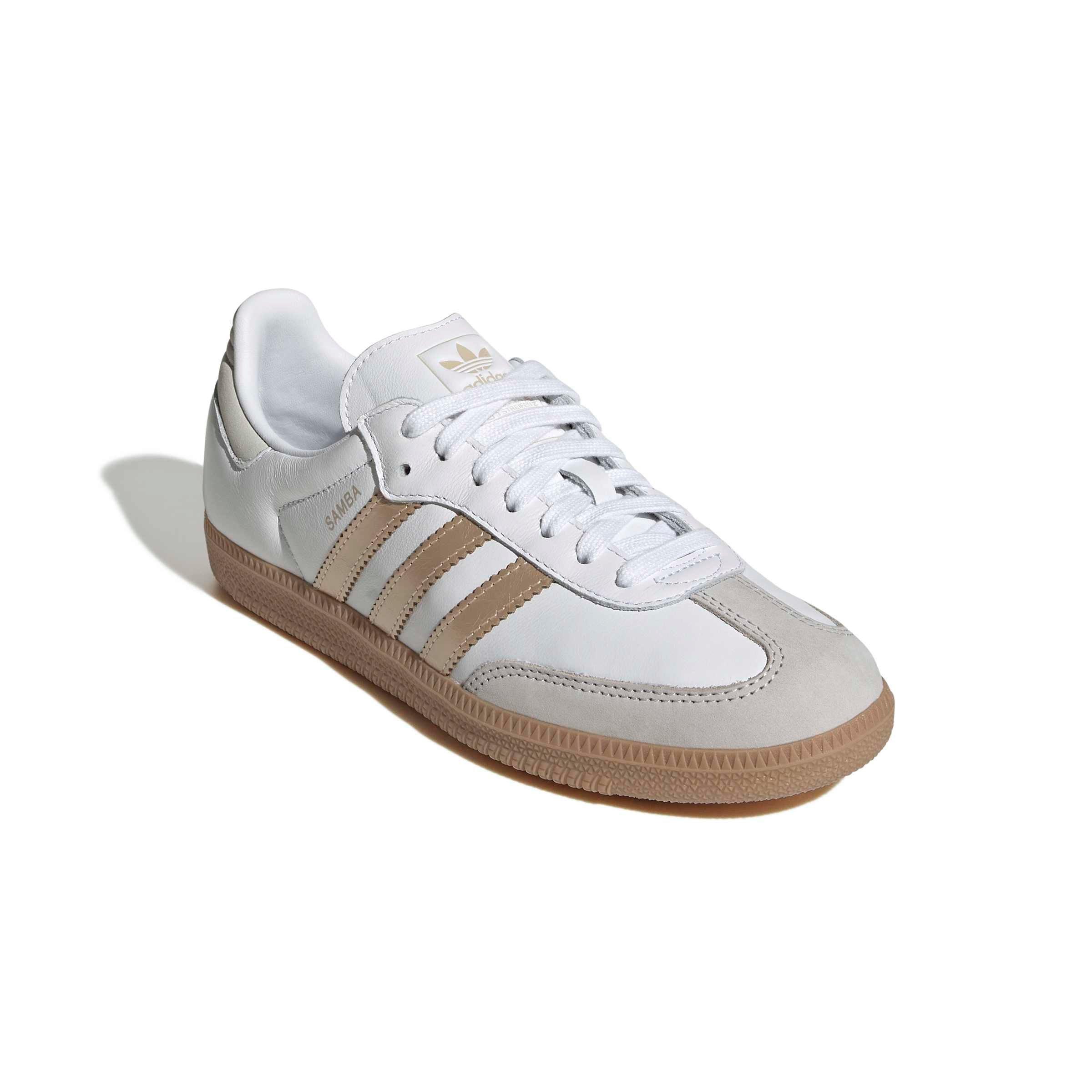 adidas Originals Samba OG "Ftwr White/Wonder Gold Metallic/Grey One" Women's Shoe - WHITE/GOLD/GREY Thumbnail View 3