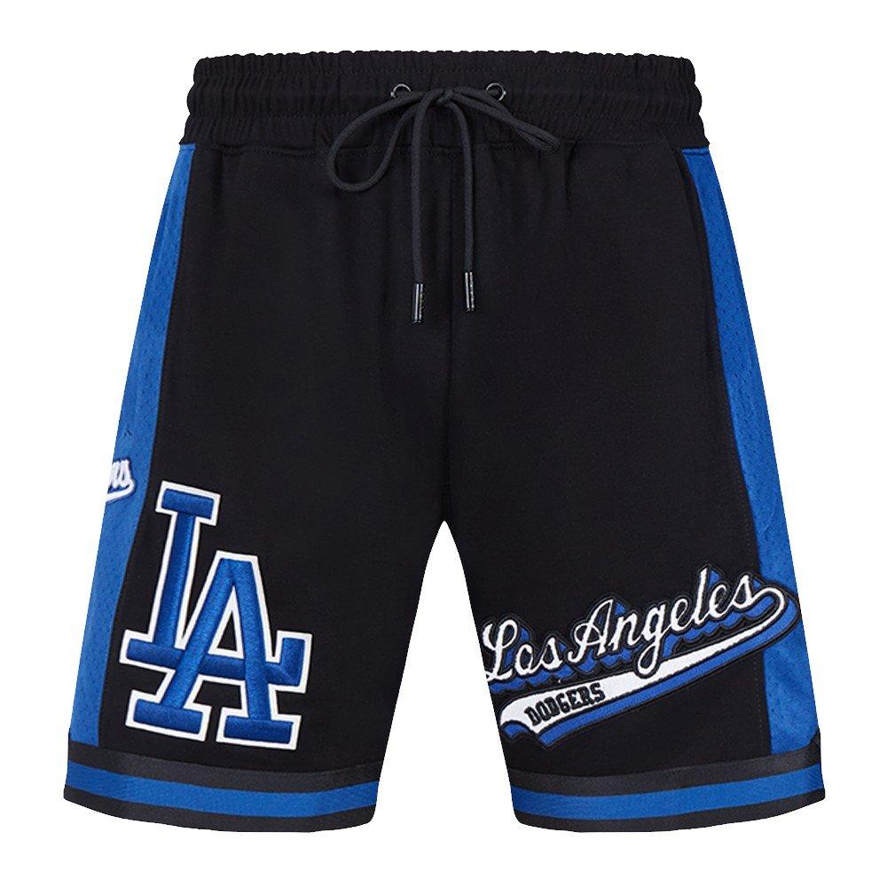 Pro Standard Men's MLB Los Angeles Dodgers Script Tail Double Knit 2.0 Short - Blue/Black - BLACK/BLUE