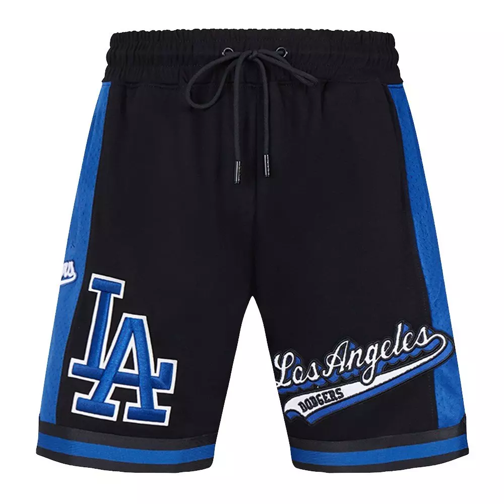 Pro Standard Men's MLB Los Angeles Dodgers Script Tail Double Knit 2.0 Short - Blue/Black - BLACK/BLUE