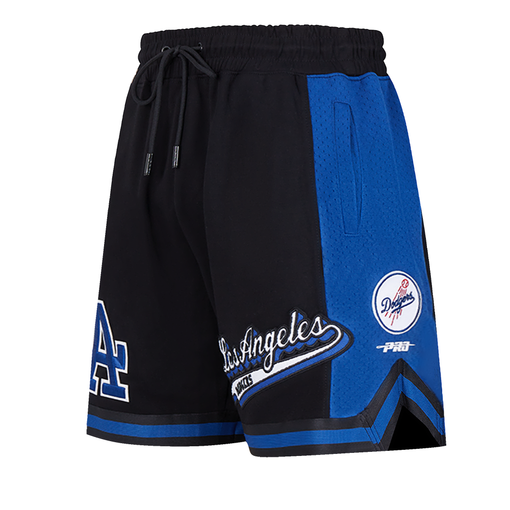 Pro Standard Men's MLB Los Angeles Dodgers Script Tail Double Knit 2.0 Short - Blue/Black - BLACK/BLUE