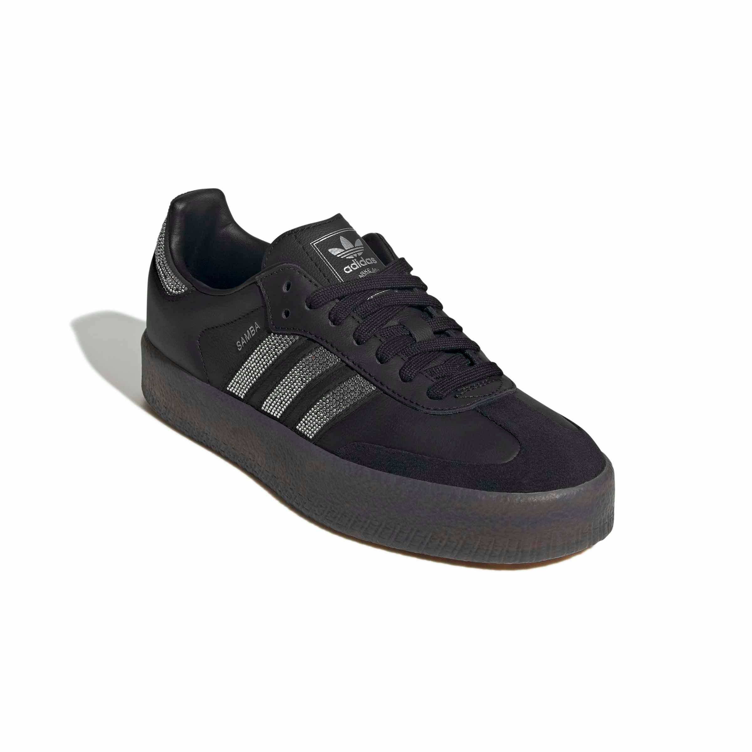 adidas Originals Sambae "Core Black/Silver Metallic/Gum 5 Rhinestone" Women's Shoe - BLACK/SILVER/GUM Thumbnail View 3