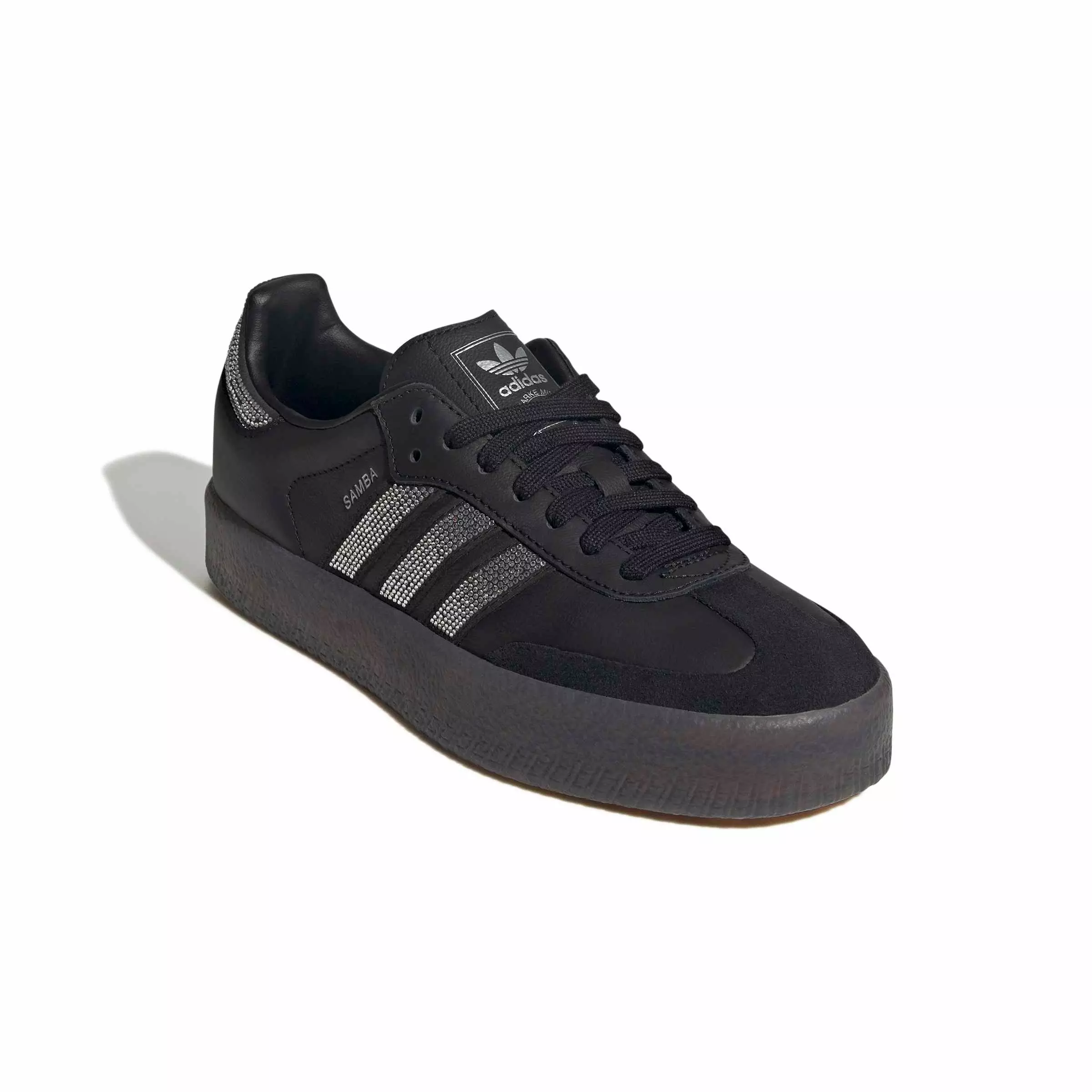 adidas Originals Sambae "Core Black/Silver Metallic/Gum 5 Rhinestone" Women's Shoe - BLACK/SILVER/GUM