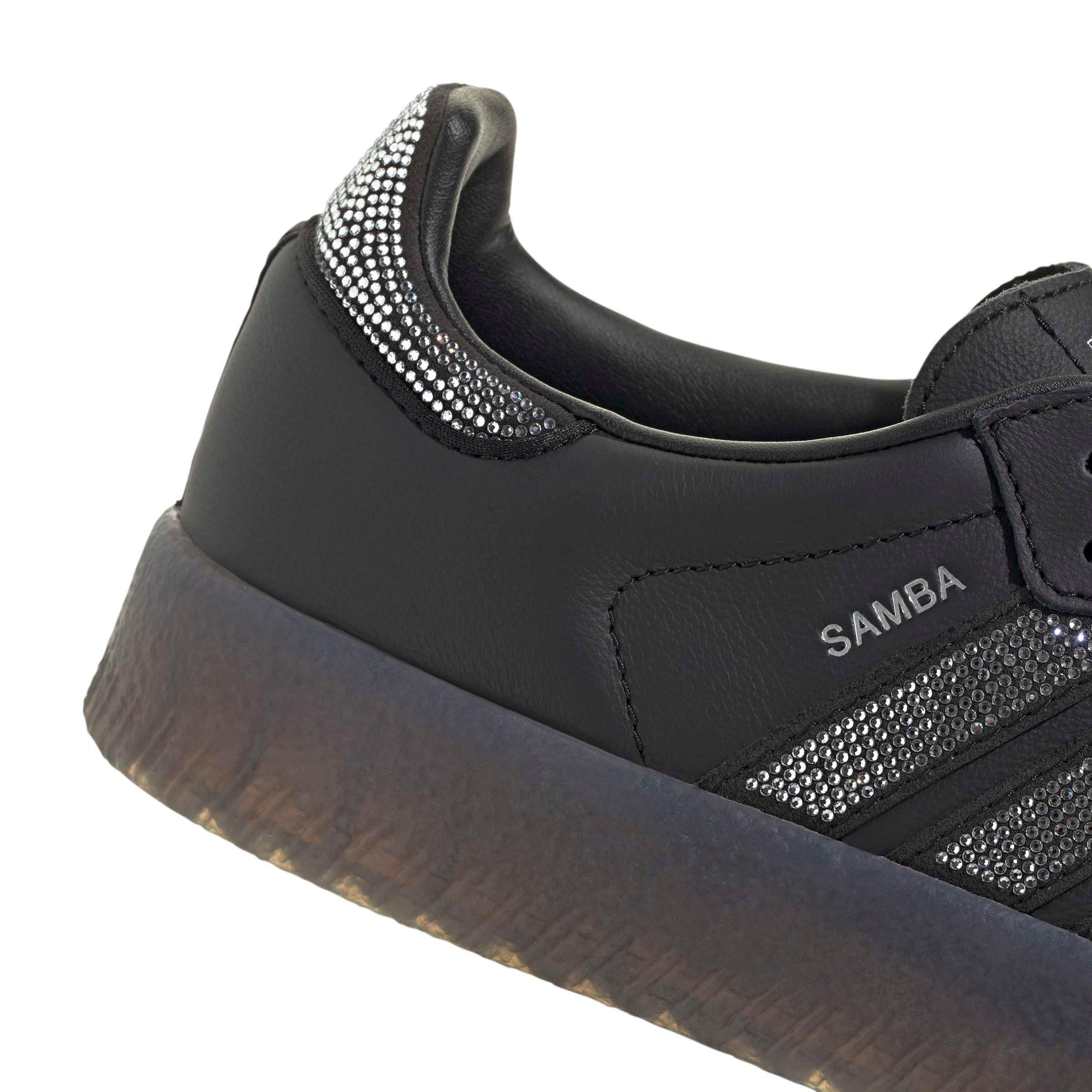 adidas Originals Sambae "Core Black/Silver Metallic/Gum 5 Rhinestone" Women's Shoe - BLACK/SILVER/GUM Thumbnail View 7
