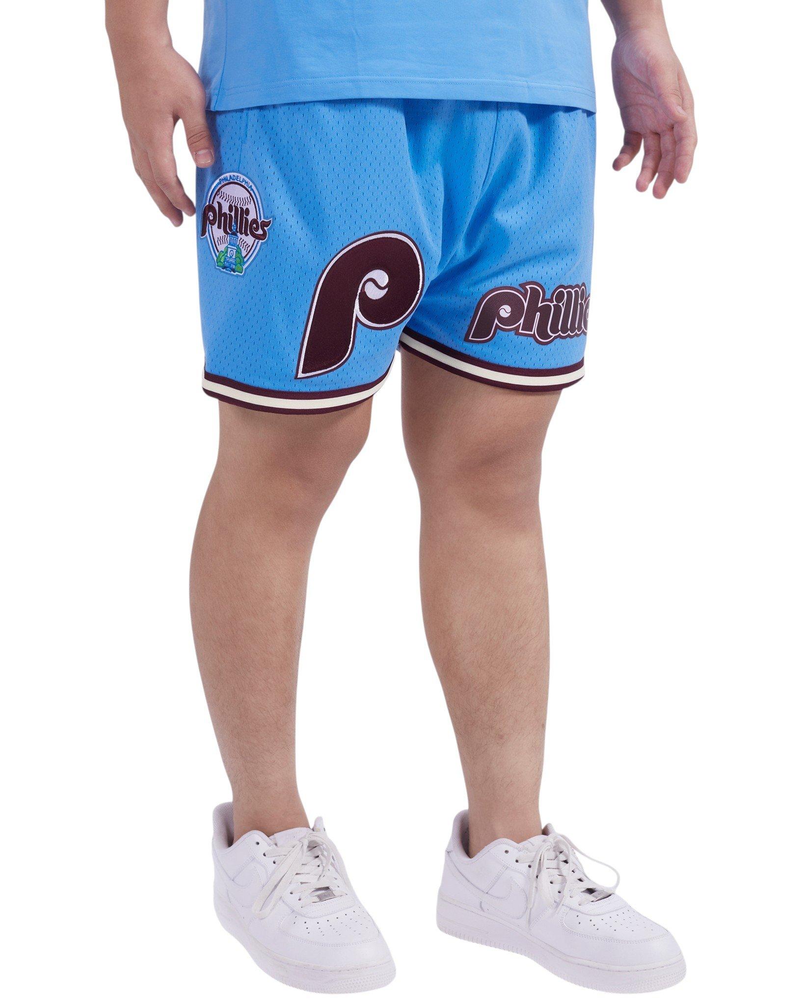 Pro Standard Men's MLB Philadelphia Phillies Retro Logo Mesh Short - Blue/Wine - BLUE/WINE