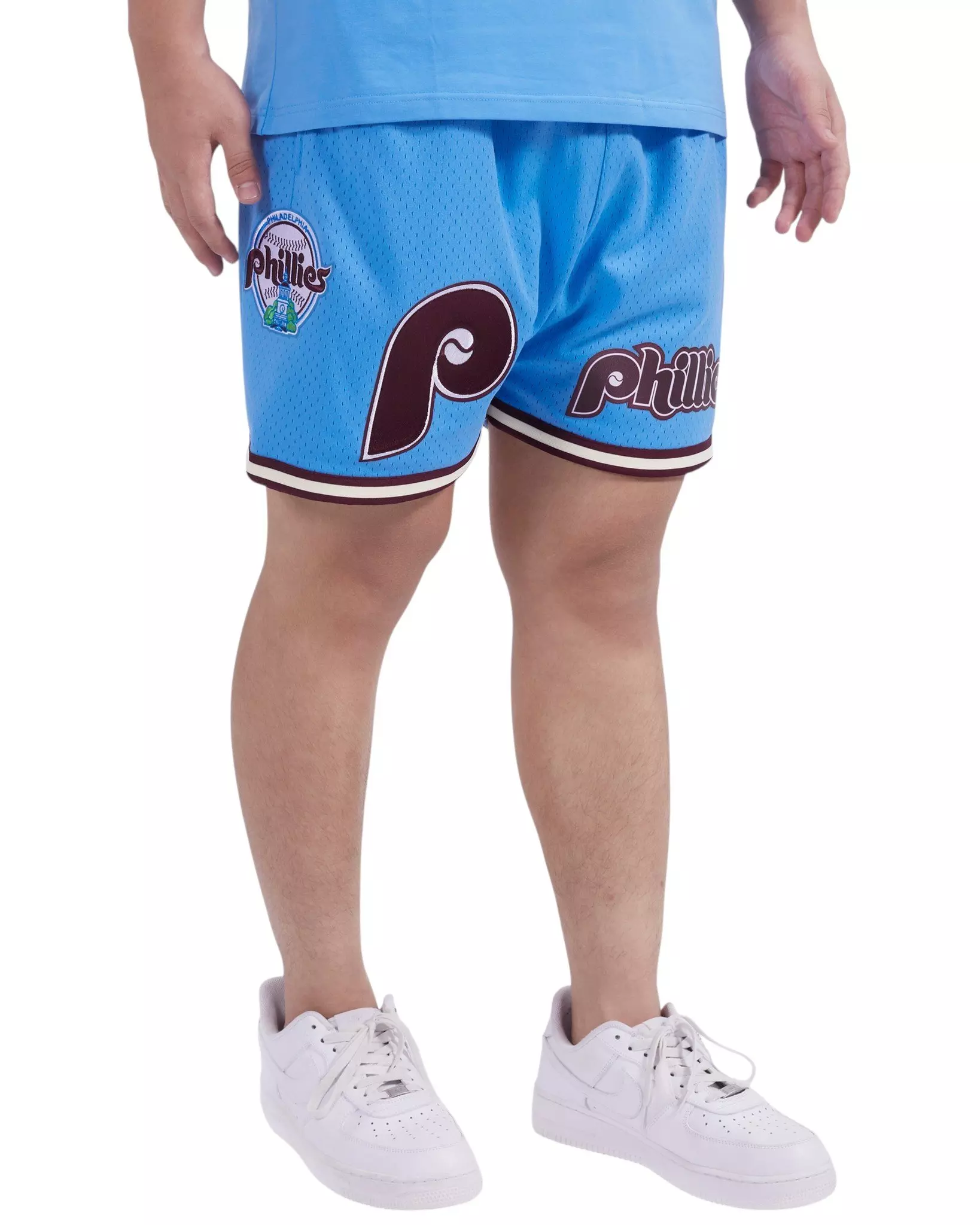 Pro Standard Men's MLB Philadelphia Phillies Retro Logo Mesh Short - Blue/Wine - BLUE/WINE