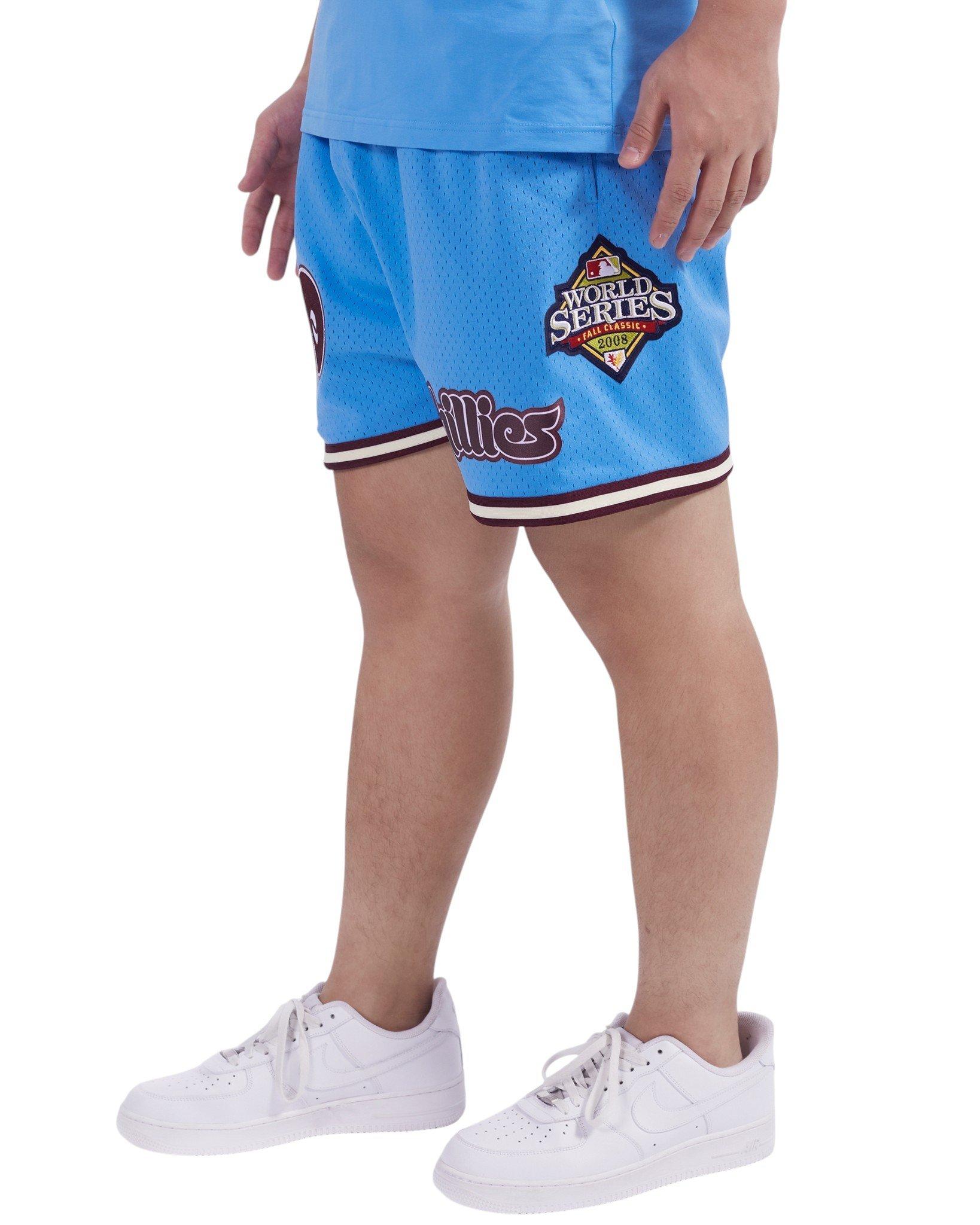 Pro Standard Men's MLB Philadelphia Phillies Retro Logo Mesh Short - Blue/Wine - BLUE/WINE