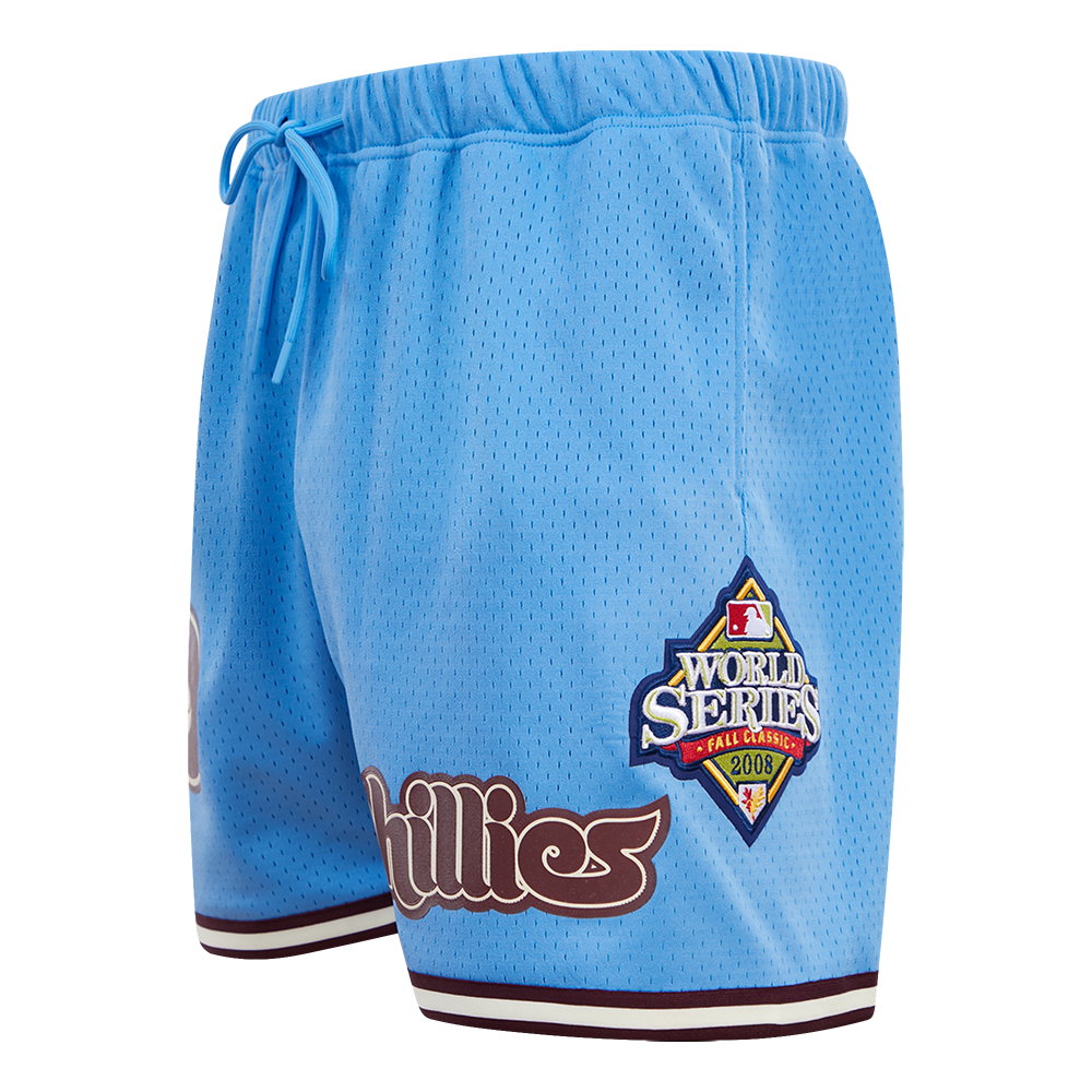 Pro Standard Men's MLB Philadelphia Phillies Retro Logo Mesh Short - Blue/Wine - BLUE/WINE