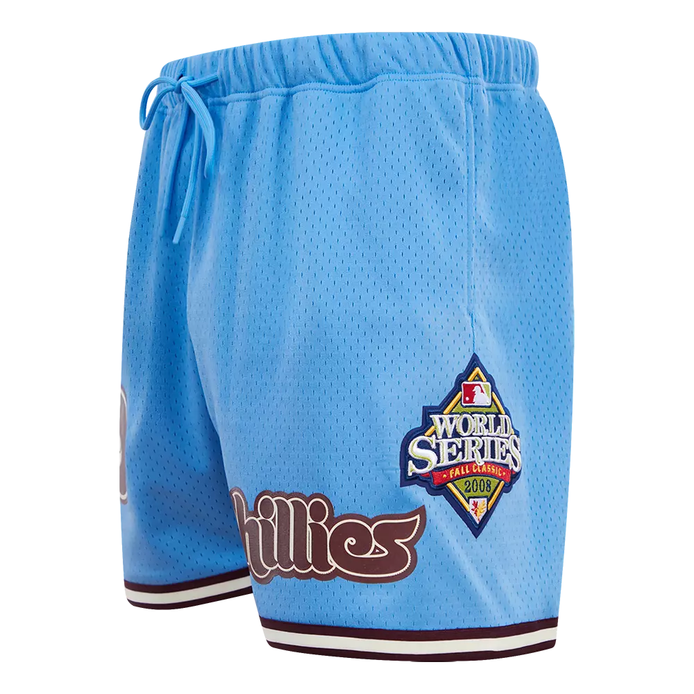 Pro Standard Men's MLB Philadelphia Phillies Retro Logo Mesh Short - Blue/Wine - BLUE/WINE