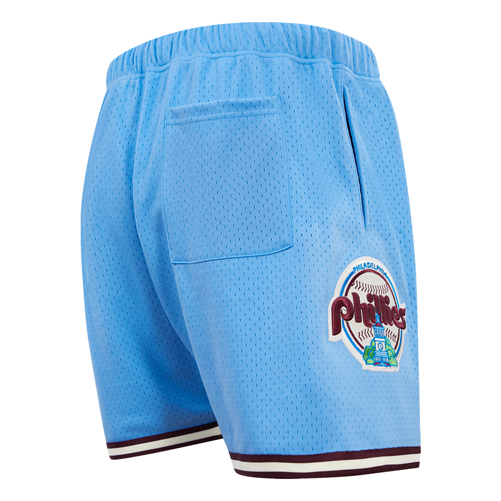Pro Standard Men's MLB Philadelphia Phillies Retro Logo Mesh Short - Blue/Wine - BLUE/WINE