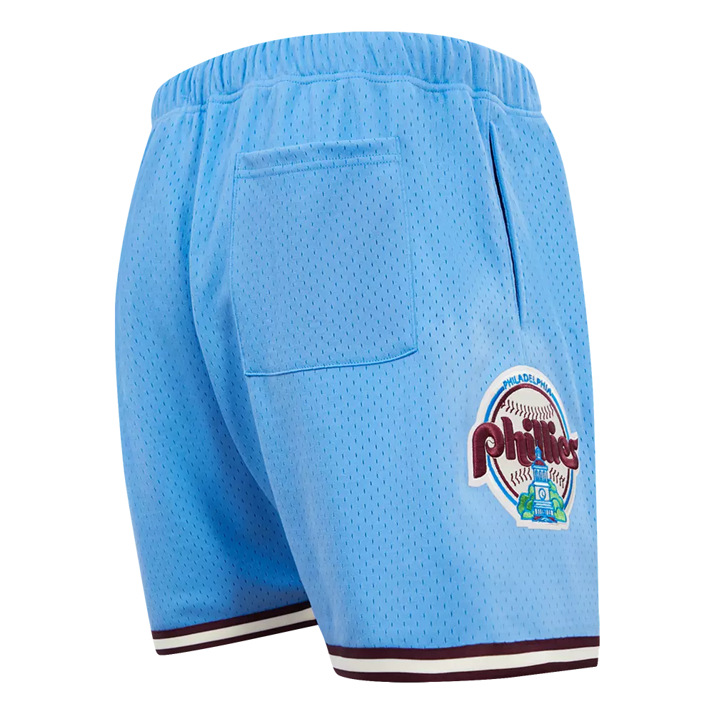 Pro Standard Men's MLB Philadelphia Phillies Retro Logo Mesh Short - Blue/Wine - BLUE/WINE