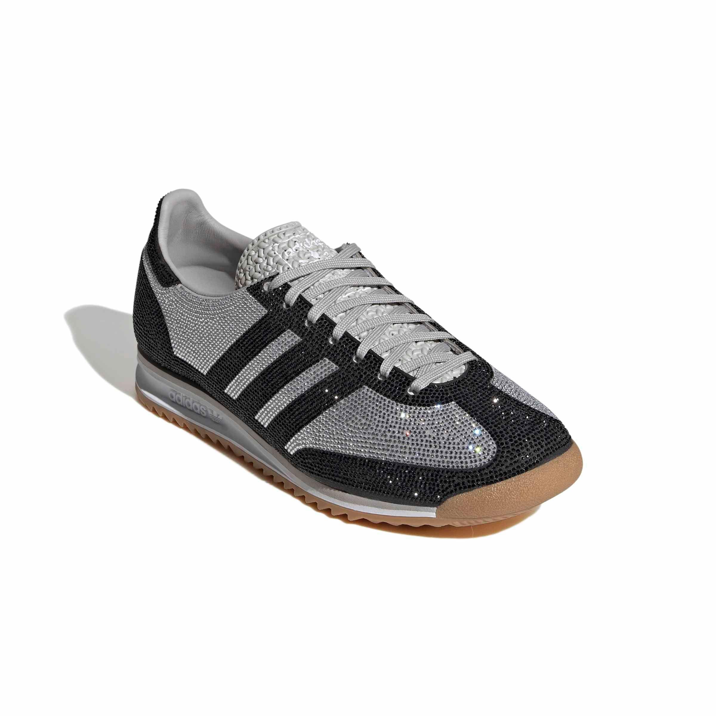 adidas Originals SL 72 OG "Grey Two/Core Black/Ftwr White Rhinestone" Women's Shoe - GREY/BLACK/WHITE Thumbnail View 3