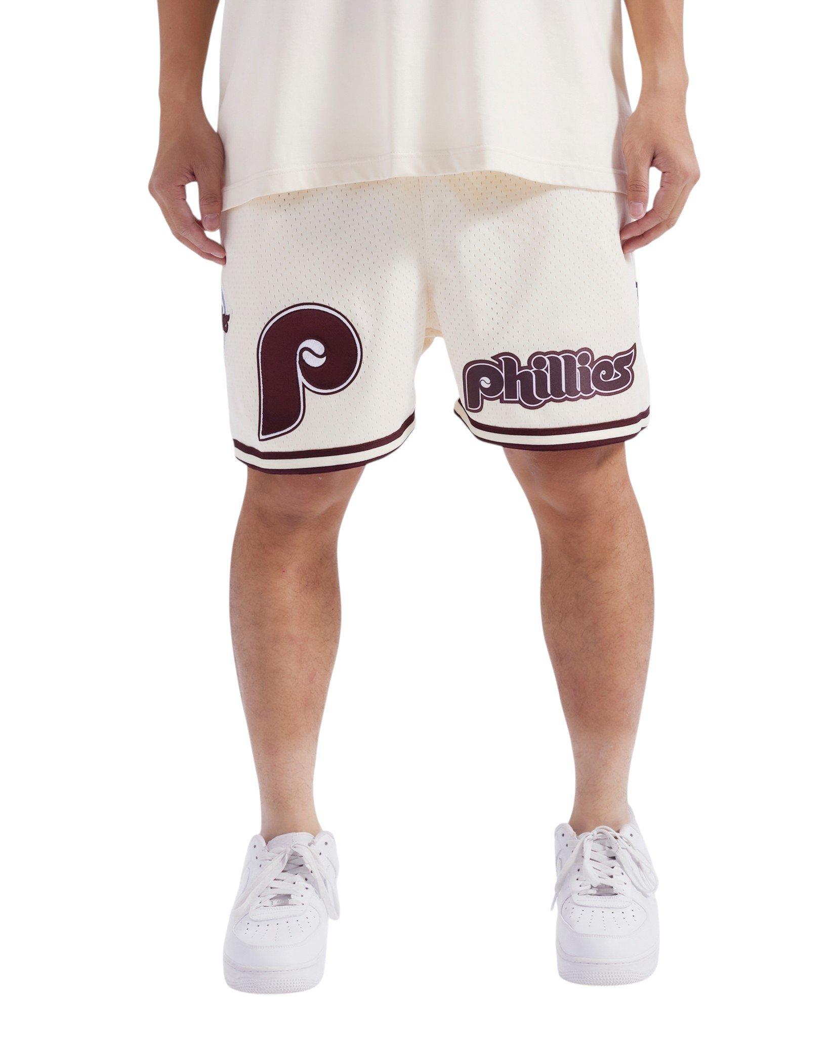 Pro Standard Men's MLB Philadelphia Phillies Retro Logo Mesh Short - Eggshell/Wine - EGGSHELL/WINE