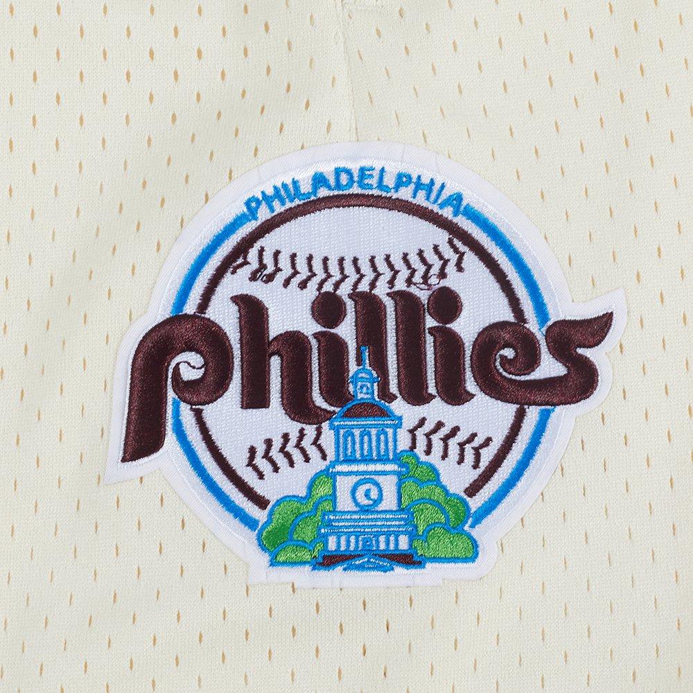 Pro Standard Men's MLB Philadelphia Phillies Retro Logo Mesh Short - Eggshell/Wine - EGGSHELL/WINE