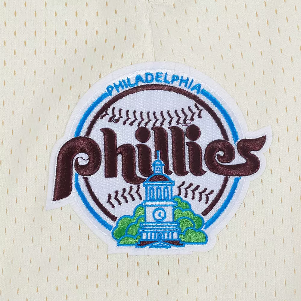 Pro Standard Men's MLB Philadelphia Phillies Retro Logo Mesh Short - Eggshell/Wine - EGGSHELL/WINE