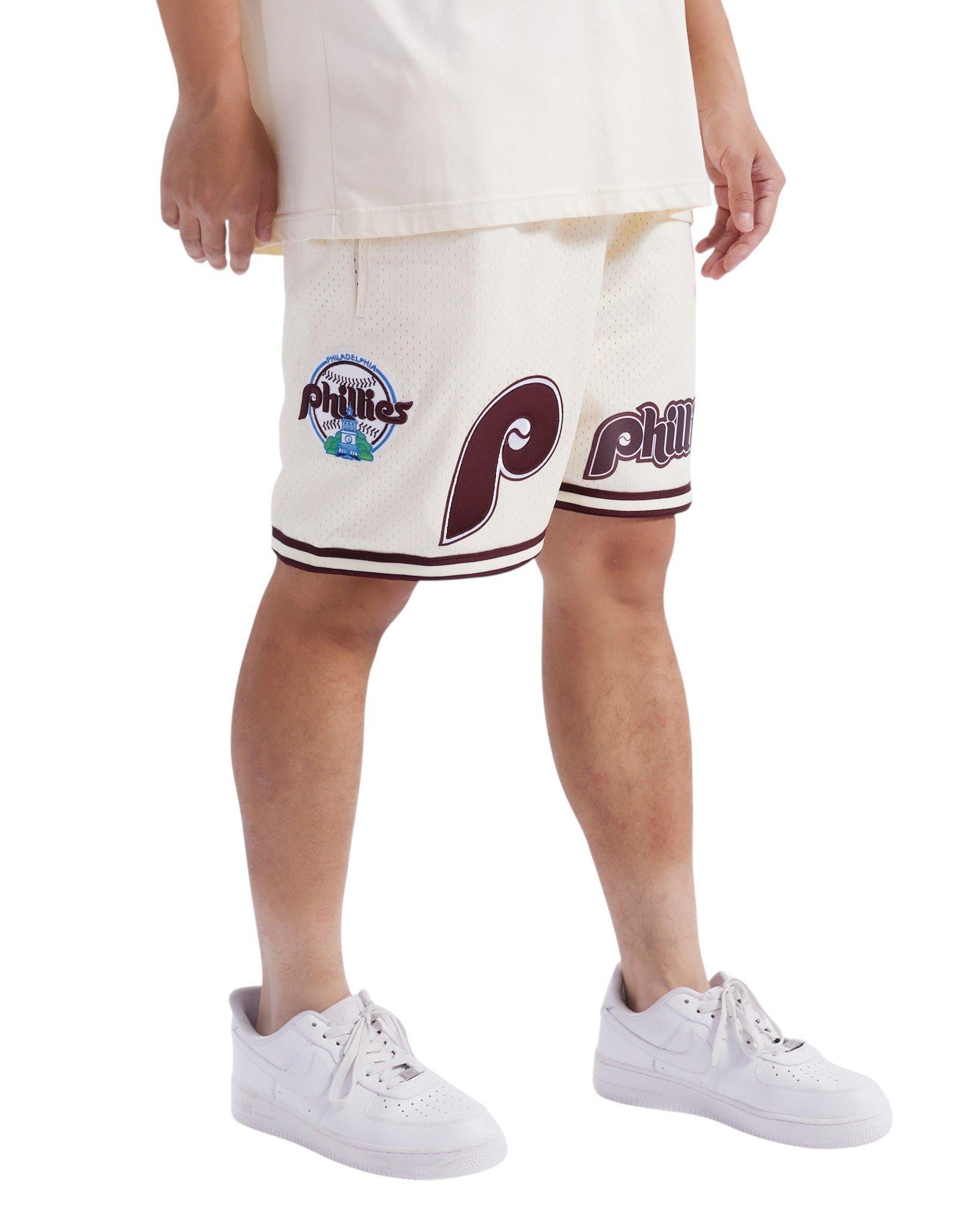 Pro Standard Men's MLB Philadelphia Phillies Retro Logo Mesh Short - Eggshell/Wine - EGGSHELL/WINE