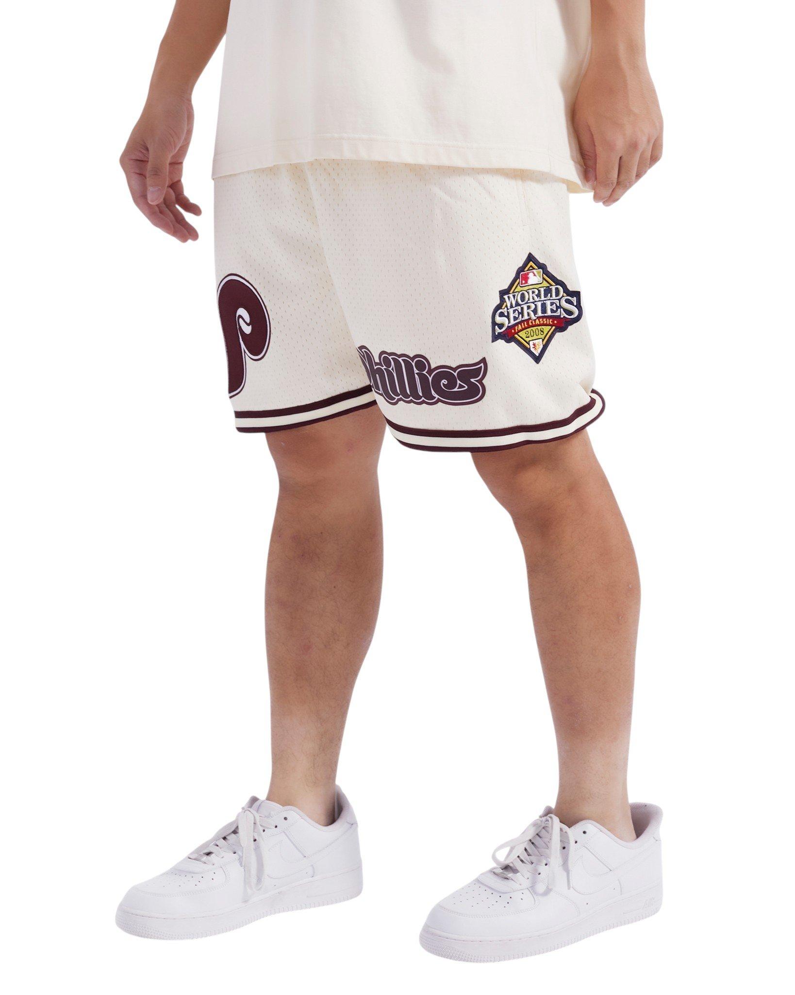 Pro Standard Men's MLB Philadelphia Phillies Retro Logo Mesh Short - Eggshell/Wine - EGGSHELL/WINE