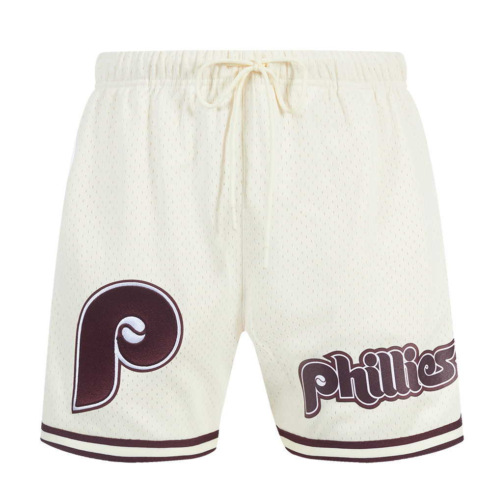 Pro Standard Men's MLB Philadelphia Phillies Retro Logo Mesh Short - Eggshell/Wine - EGGSHELL/WINE