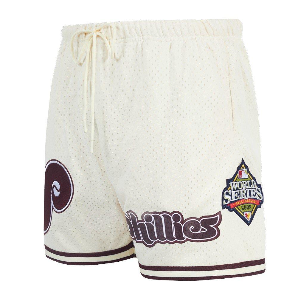 Pro Standard Men's MLB Philadelphia Phillies Retro Logo Mesh Short - Eggshell/Wine - EGGSHELL/WINE