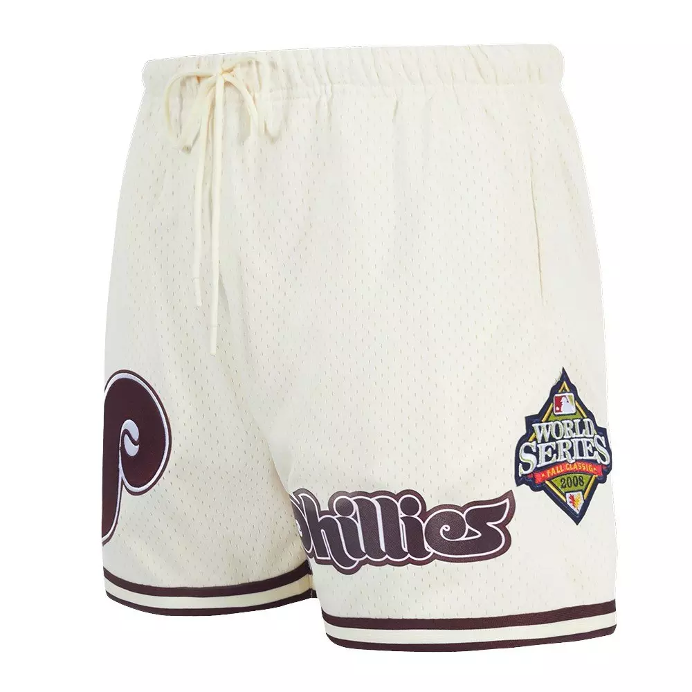 Pro Standard Men's MLB Philadelphia Phillies Retro Logo Mesh Short - Eggshell/Wine - EGGSHELL/WINE