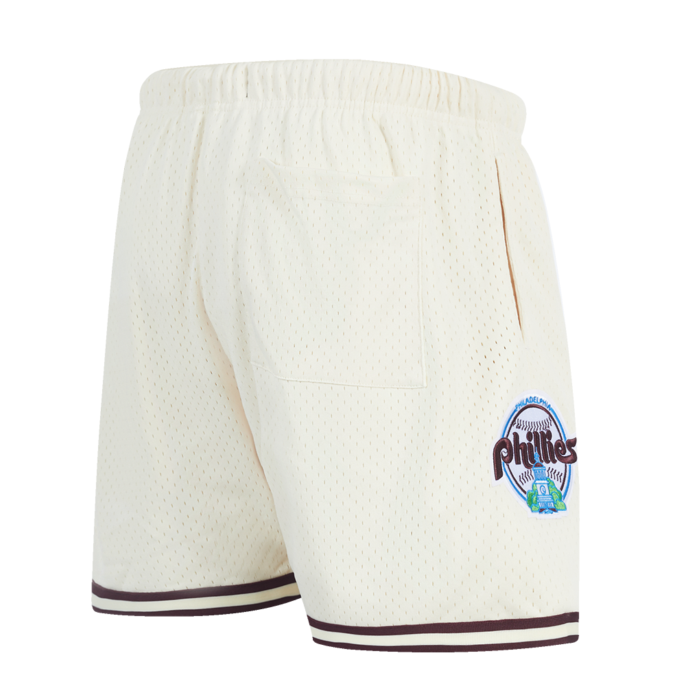 Pro Standard Men's MLB Philadelphia Phillies Retro Logo Mesh Short - Eggshell/Wine - EGGSHELL/WINE