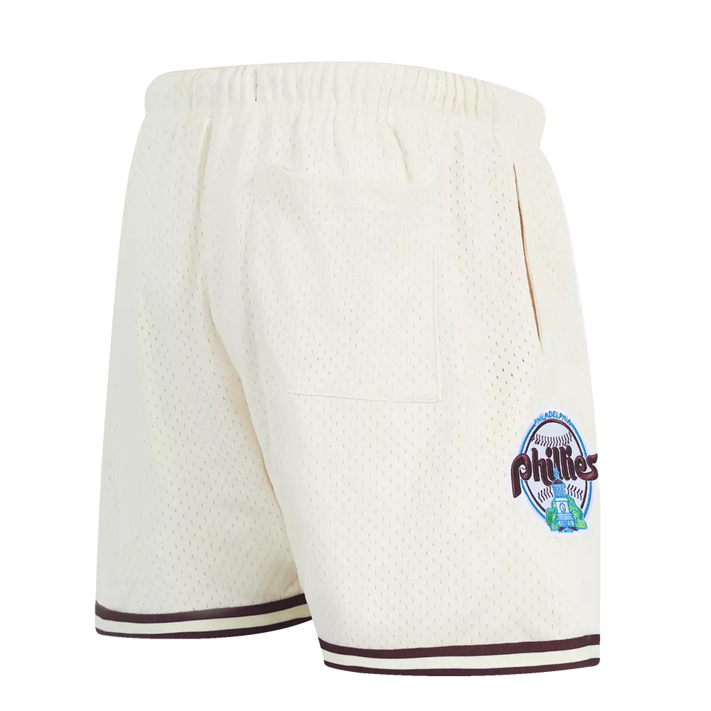 Pro Standard Men's MLB Philadelphia Phillies Retro Logo Mesh Short - Eggshell/Wine - EGGSHELL/WINE