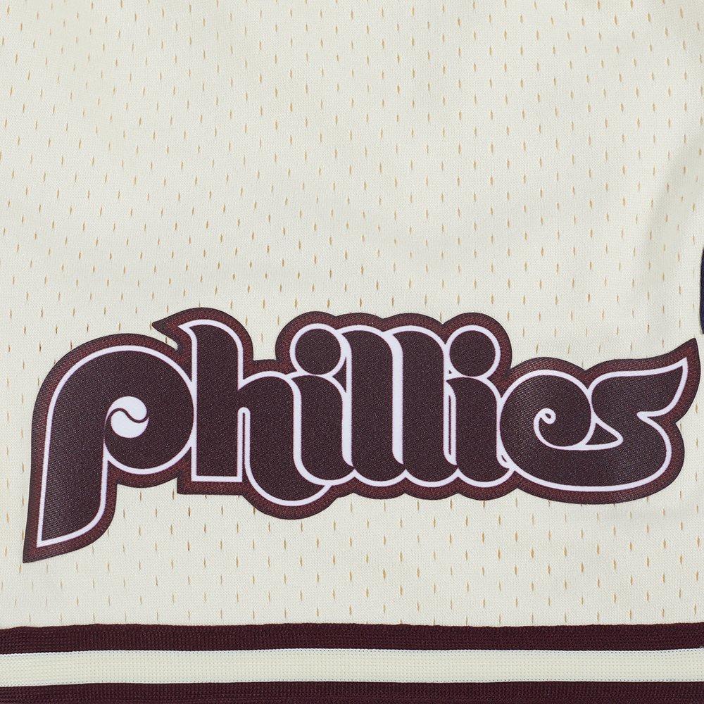 Pro Standard Men's MLB Philadelphia Phillies Retro Logo Mesh Short - Eggshell/Wine - EGGSHELL/WINE