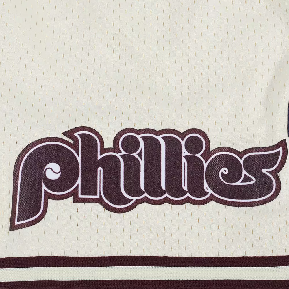 Pro Standard Men's MLB Philadelphia Phillies Retro Logo Mesh Short - Eggshell/Wine - EGGSHELL/WINE