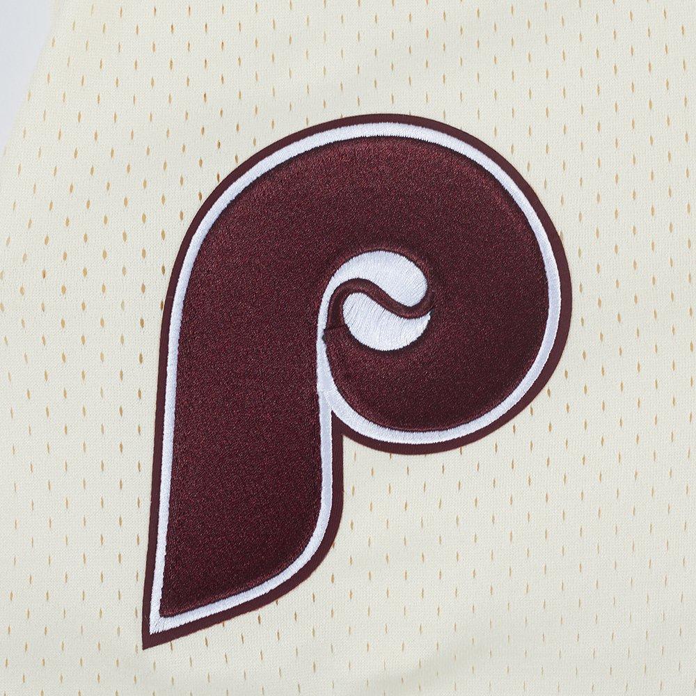 Pro Standard Men's MLB Philadelphia Phillies Retro Logo Mesh Short - Eggshell/Wine - EGGSHELL/WINE