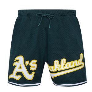 Pro Standard Men's MLB Oakland Athletics Logo Mesh Short - Forest Green - FOREST GREEN