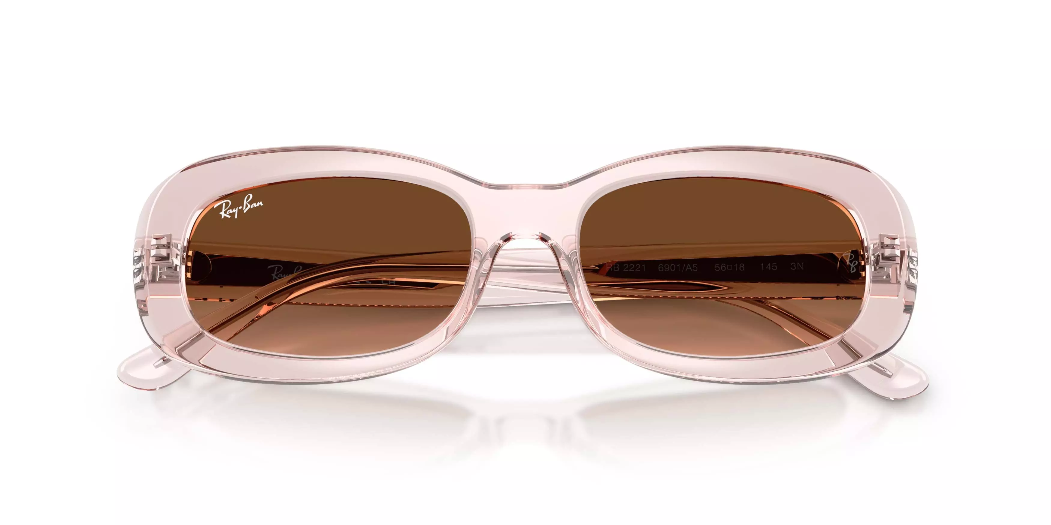 Ray-Ban RB2221 Pink Gradient Brown Sunglasses - Transparent Pink - PINK/BROWN