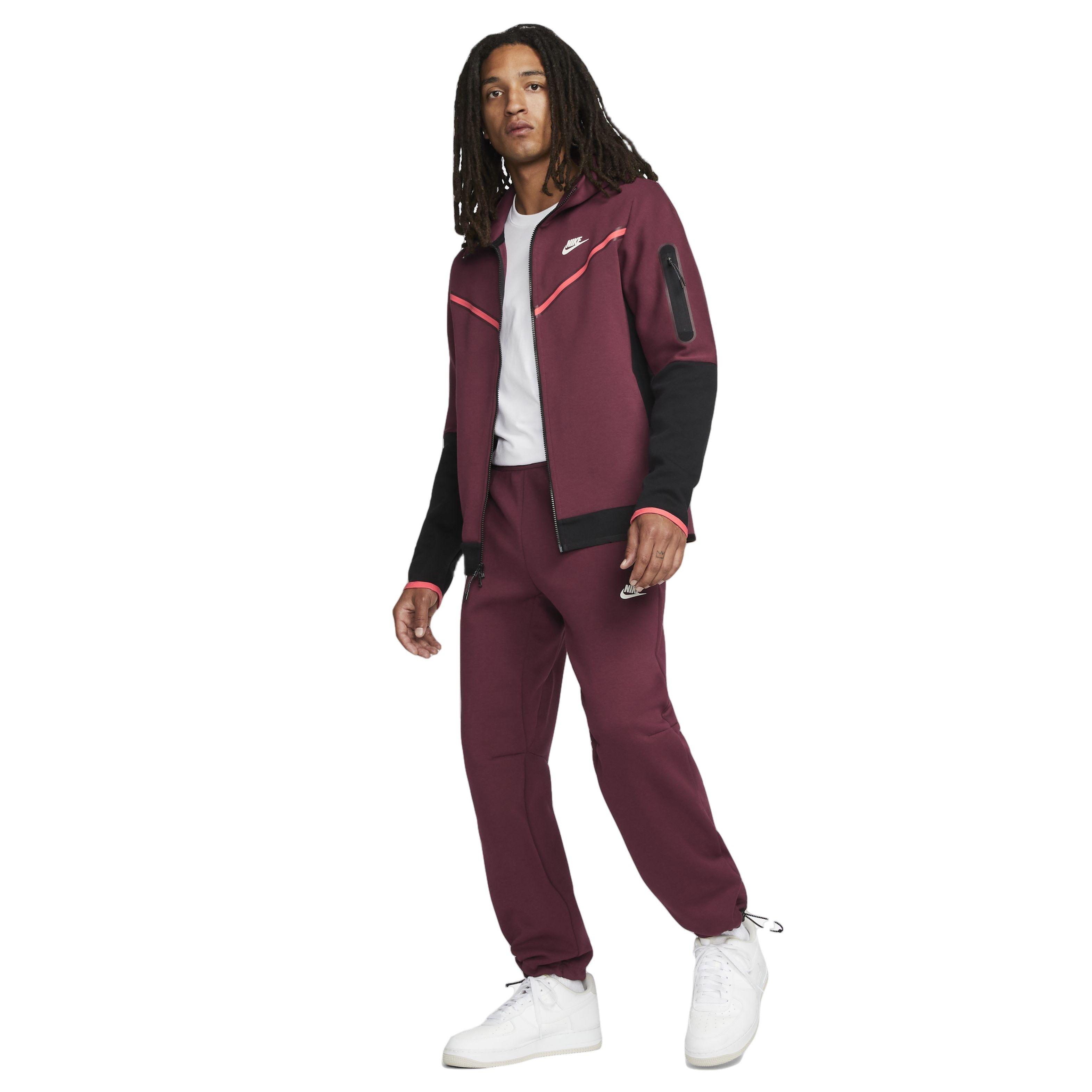 Nike Men's Sportswear Straight Leg Tech Fleece Bungee Pants - MAROON Thumbnail View 5
