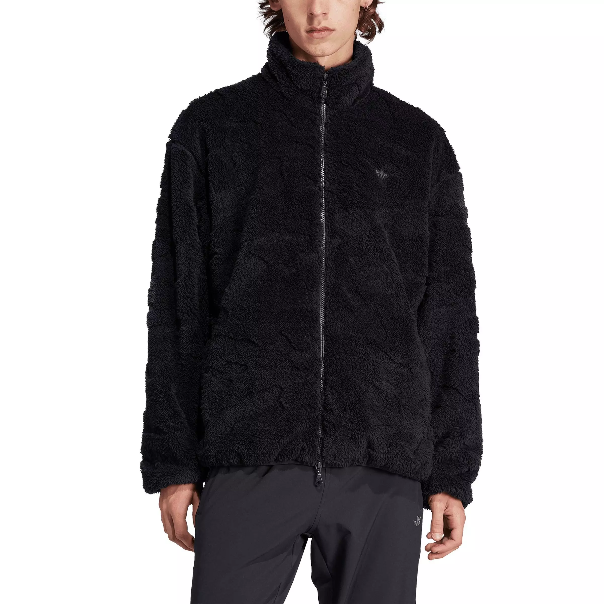adidas Originals Men's Adventure Camo Fleece Full-Zip Jacket -Black - BLACK