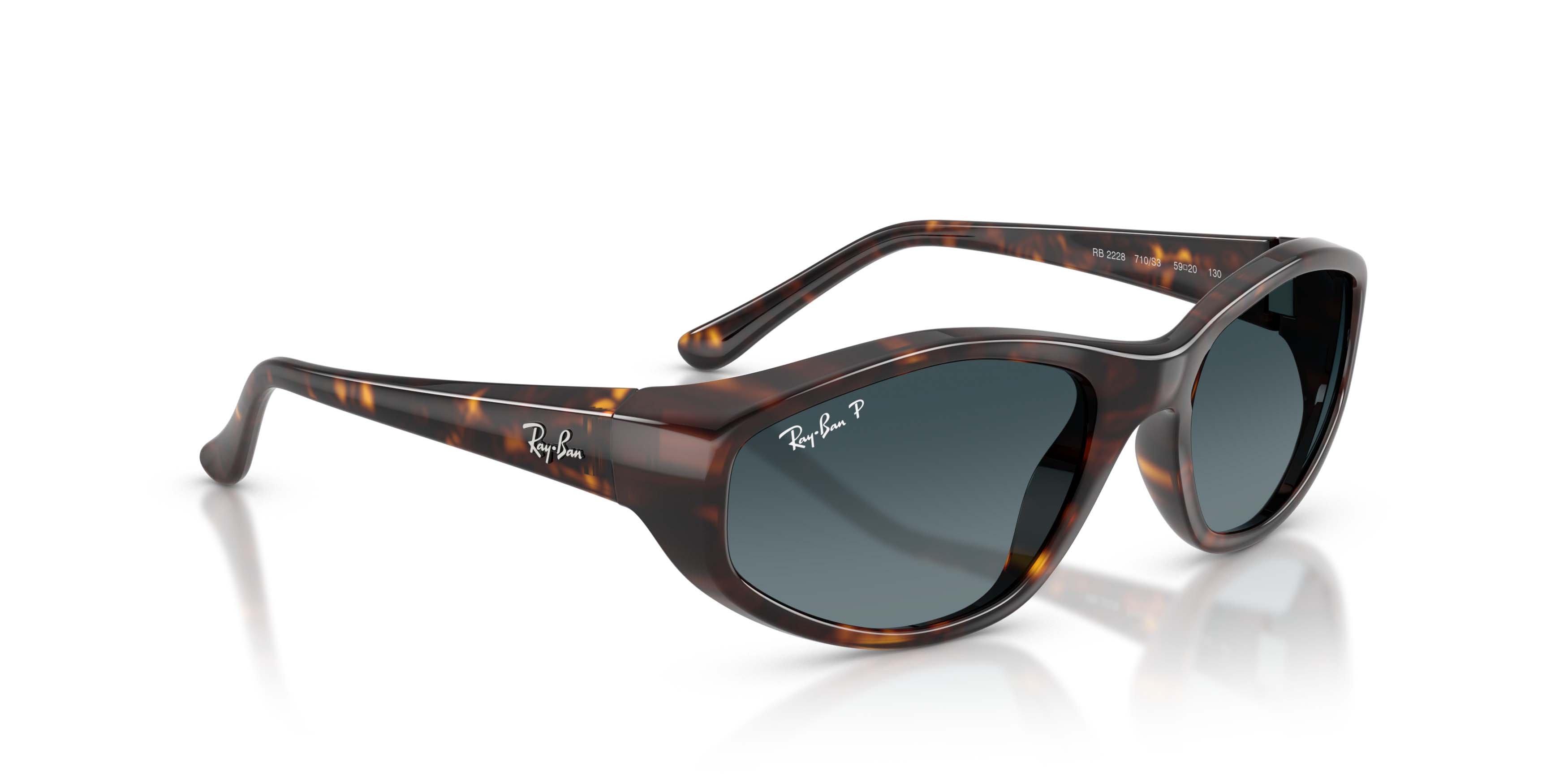 Ray-Ban RB2228 Light Blue Gradient Dark Polarized Sunglasses - Havana - BROWN