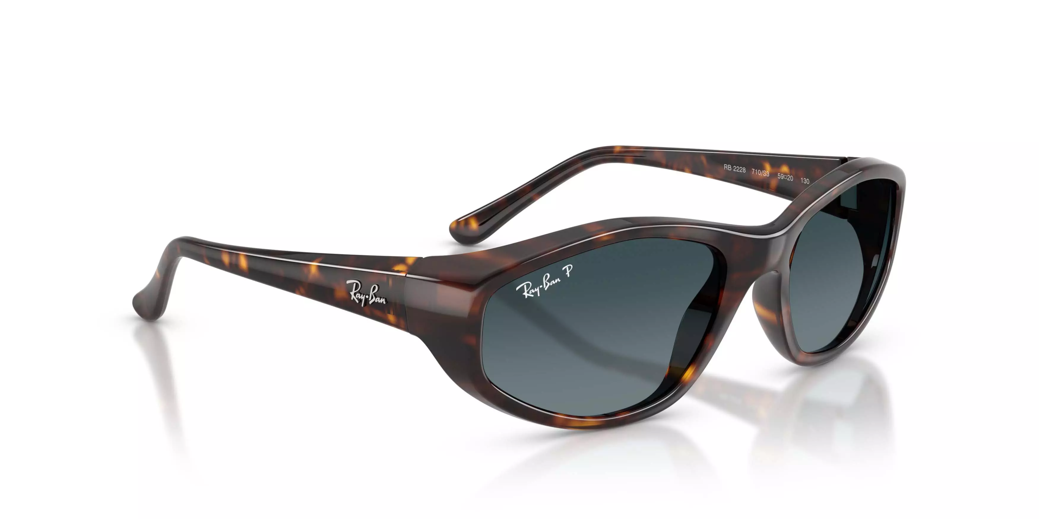 Ray-Ban RB2228 Light Blue Gradient Dark Polarized Sunglasses - Havana - BROWN
