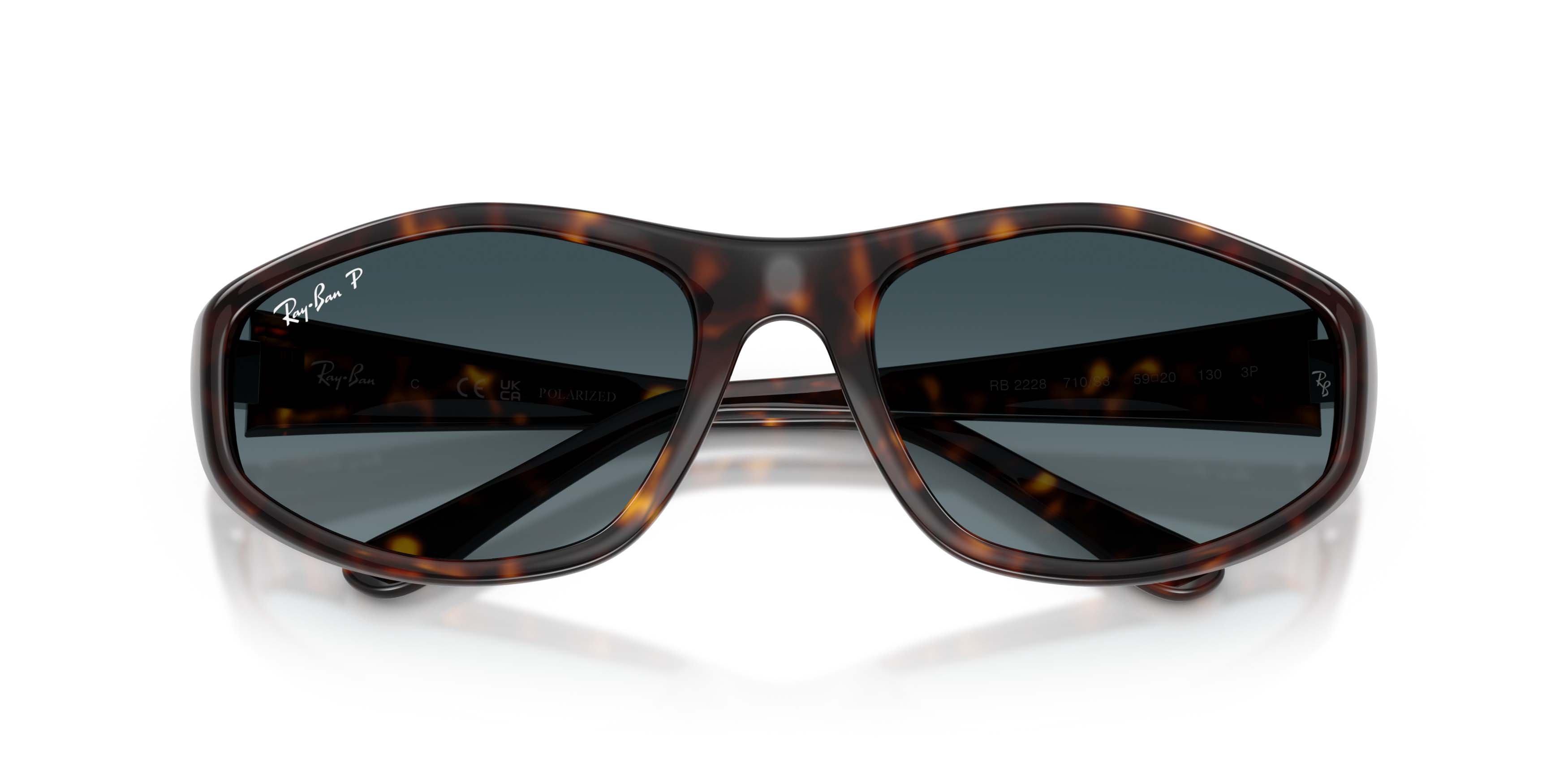 Ray-Ban RB2228 Light Blue Gradient Dark Polarized Sunglasses - Havana - BROWN
