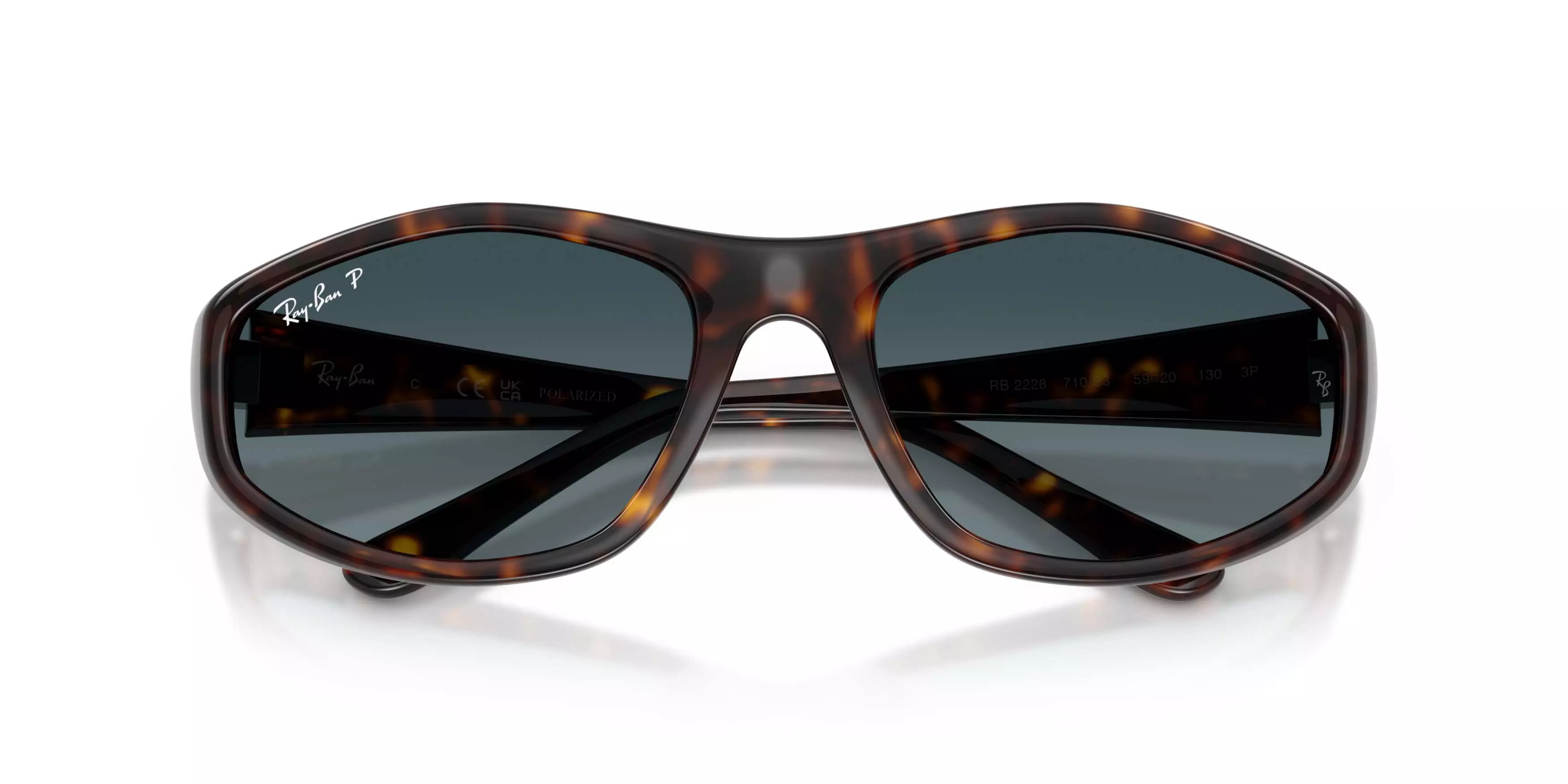 Ray-Ban RB2228 Light Blue Gradient Dark Polarized Sunglasses - Havana - BROWN