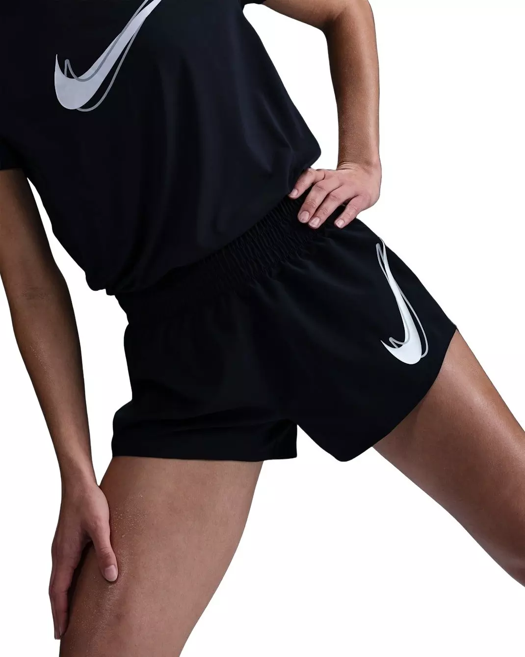 Nike Women's One Dri-FIT Mid-Rise Brief-Lined Running Shorts - Black - BLACK