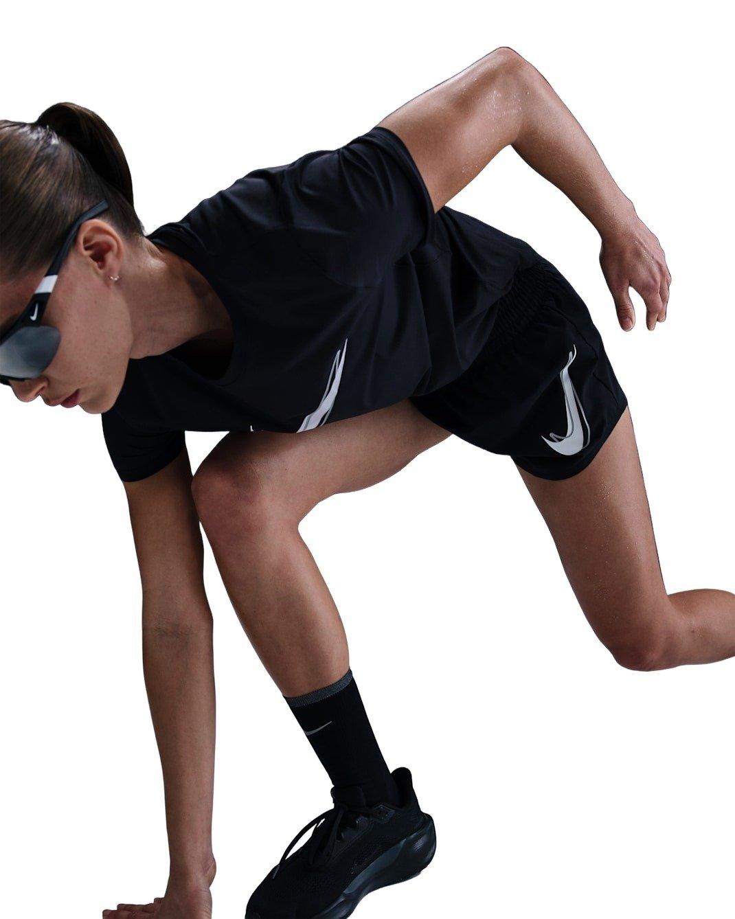 Nike Women's One Dri-FIT Mid-Rise Brief-Lined Running Shorts -Black - BLACK Thumbnail View 3