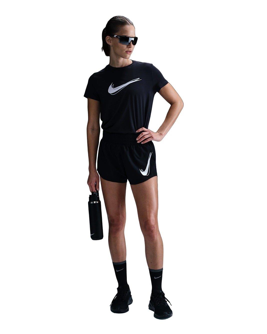 Nike Women's One Dri-FIT Mid-Rise Brief-Lined Running Shorts - Black - BLACK Thumbnail View 4